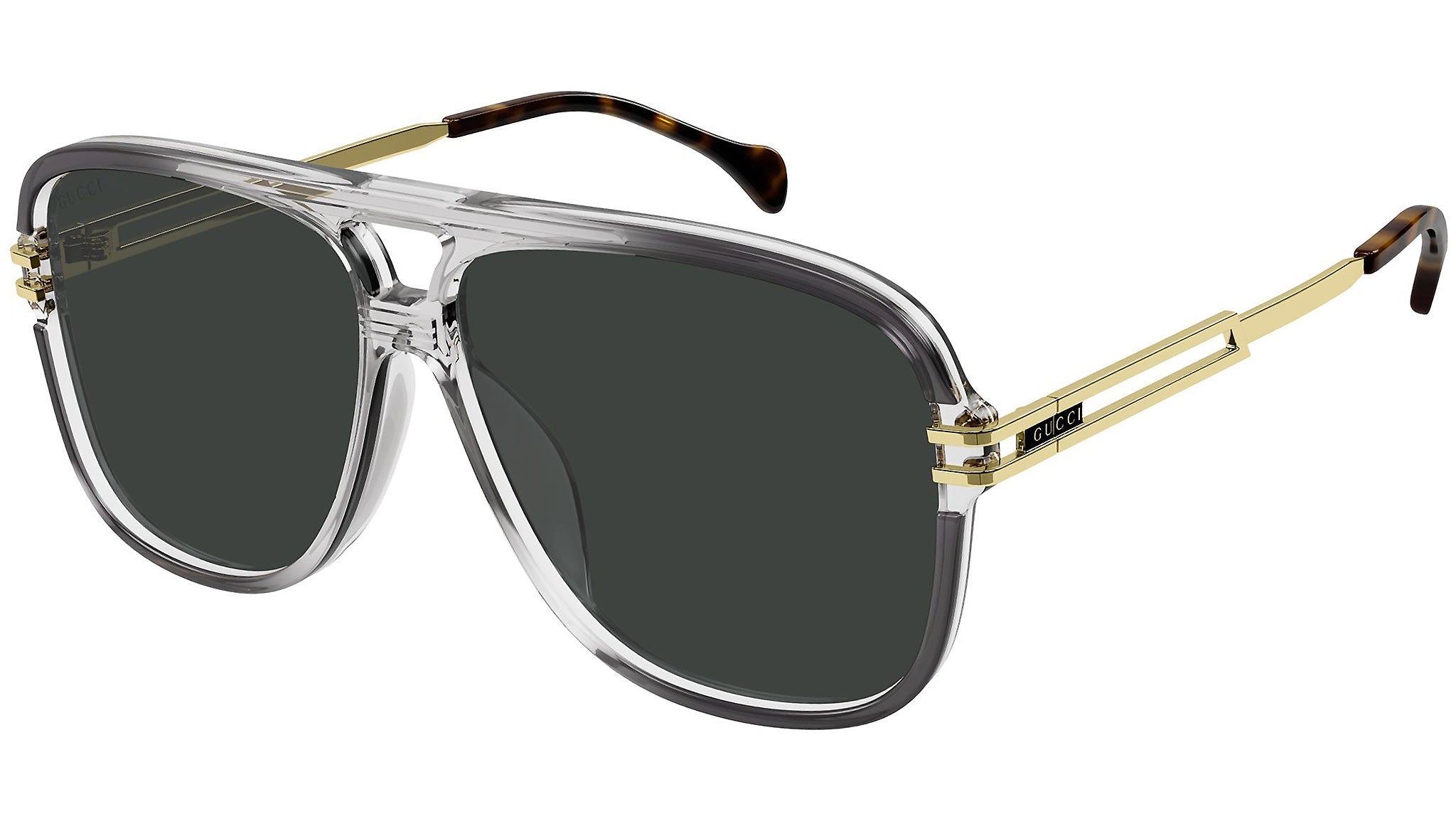 Occhiali da sole GUCCI GG1105S Shiny gradient transparent dark grey to light grey