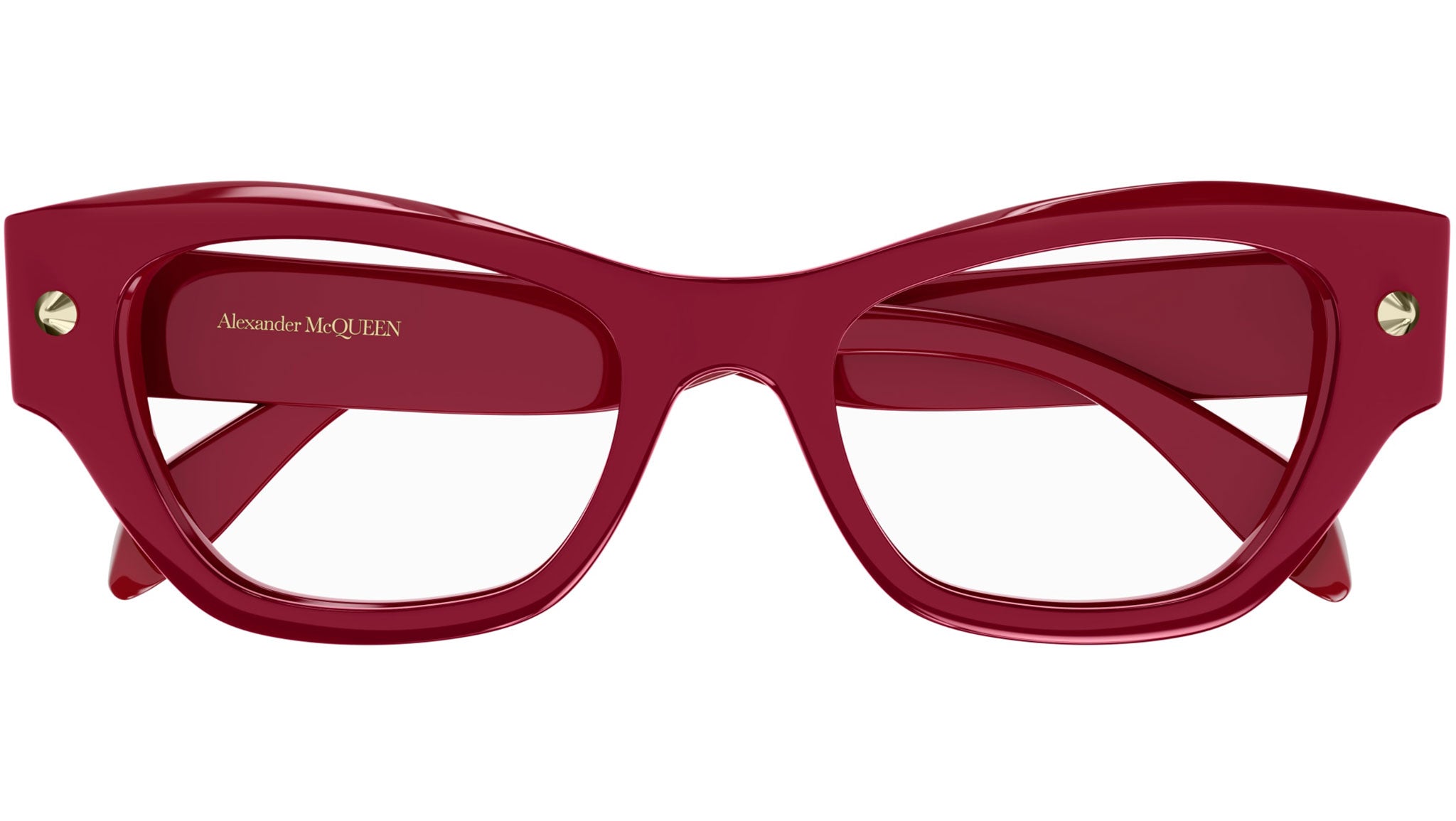 Occhiali da vista ALEXANDER MCQUEEN AM0429O Shiny solid cherry red with light gold studs