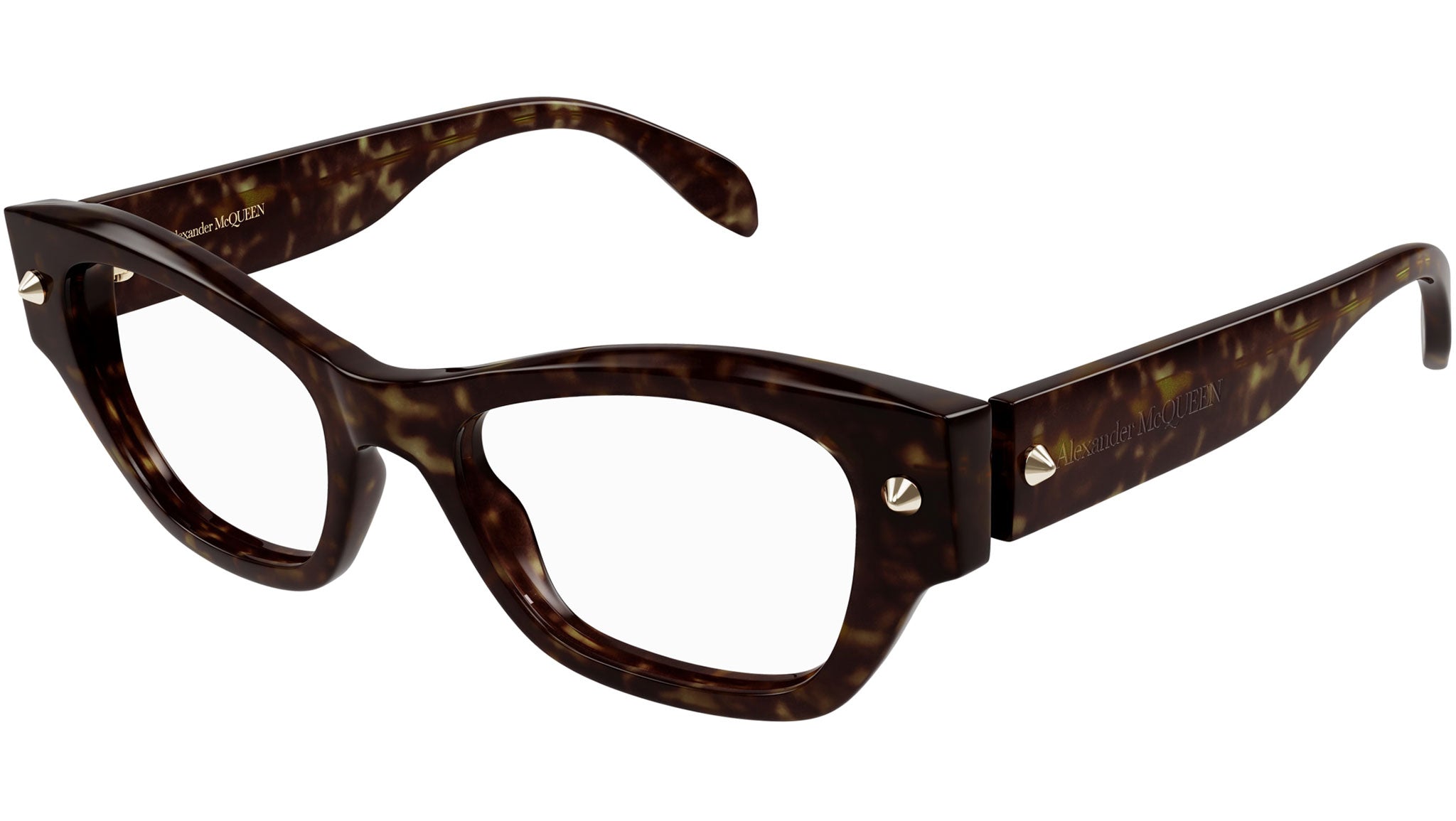 Occhiali da vista ALEXANDER MCQUEEN AM0429O Shiny dark havana with light gold studs