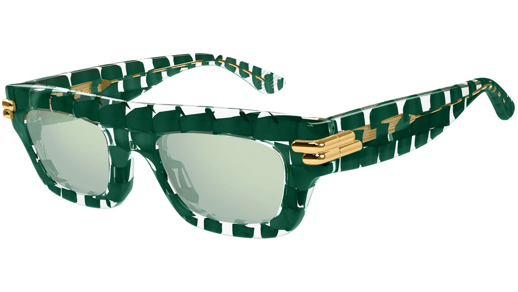 Occhiali da sole BOTTEGA VENETA BV1321S Solid dark green + crystal "intreccio" pattern