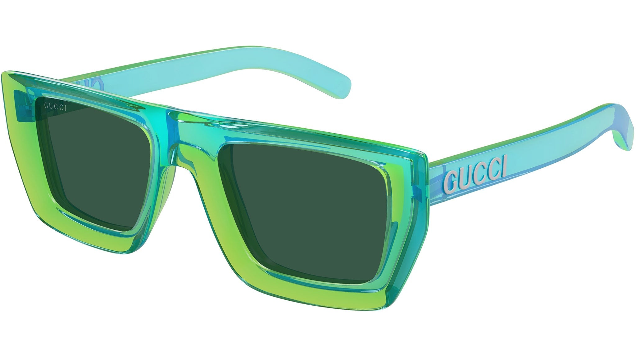 Occhiali da sole GUCCI GG1723S Front: shiny transparent green - front edge allover: lime yellow