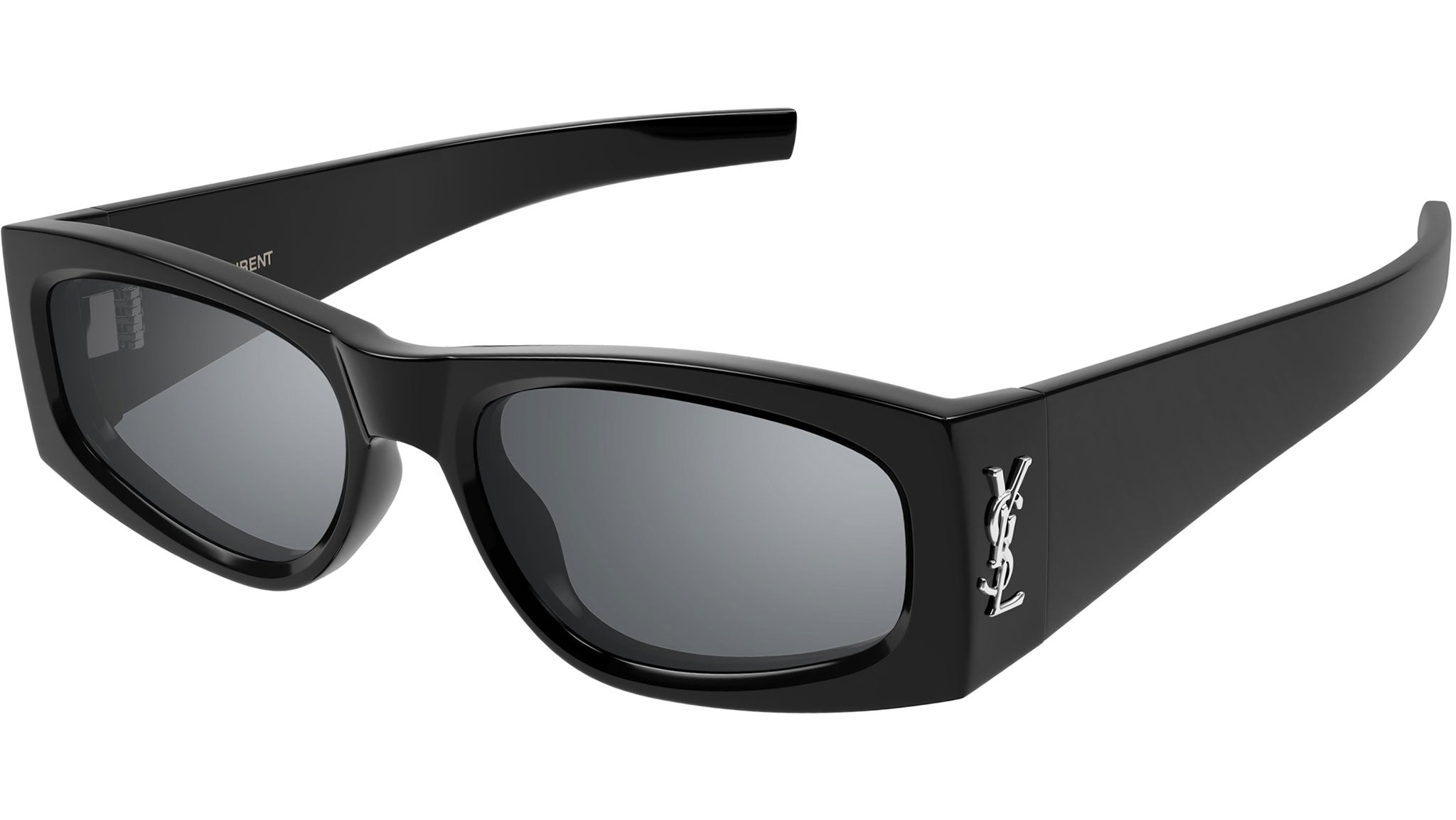Occhiali da sole SAINT LAURENT SLM140 Shiny solid black shiny silver ysl logo