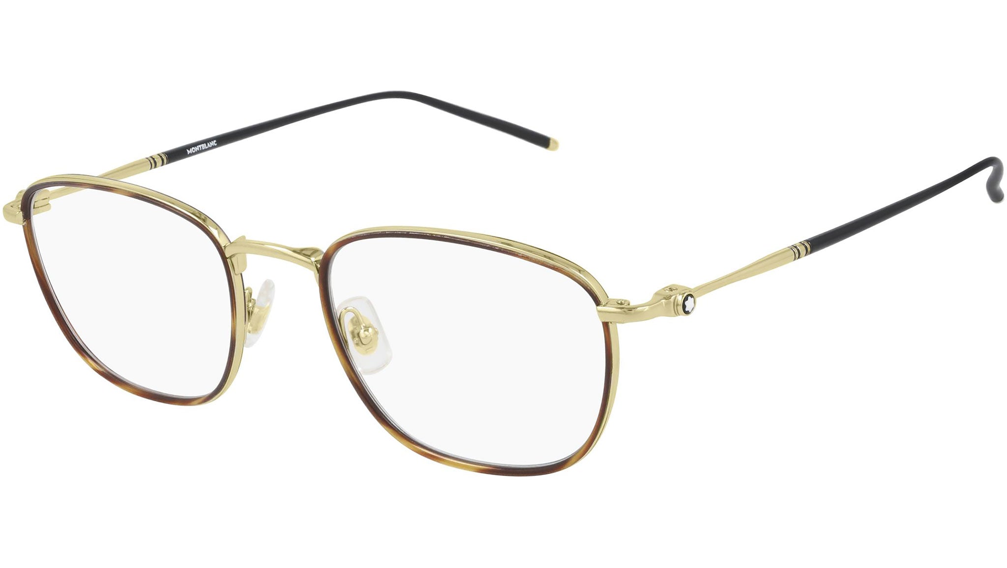 Occhiali da vista MONTBLANC MB0161O Shiny brown horn and shiny light gold metal