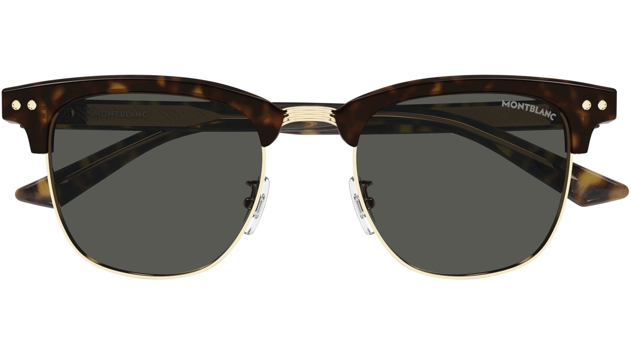 Occhiali da sole MONTBLANC MB0382S Shiny dark havana eye-brow, shiny light gold metal front