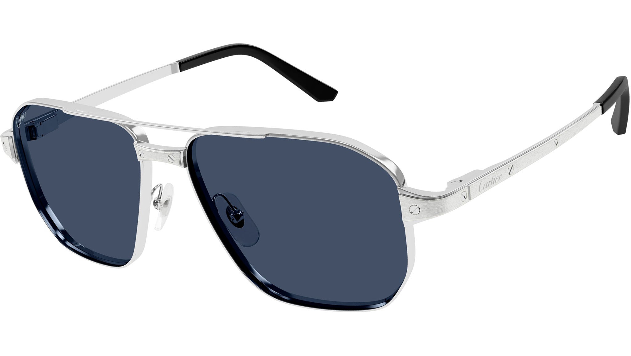 Occhiali da sole CARTIER CT0424S Smooth platinum finish with brushed platinum inserts