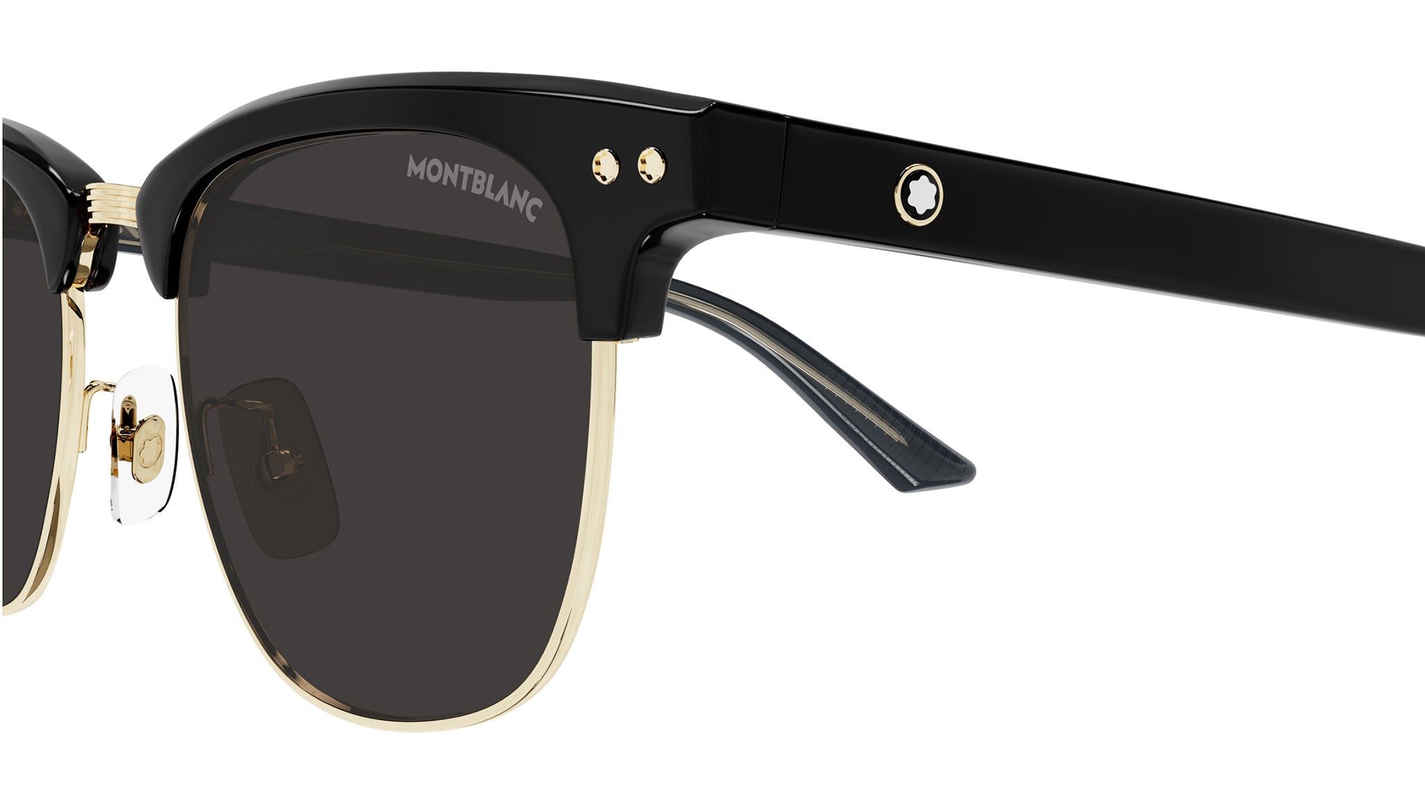 Occhiali da sole MONTBLANC MB0382S Shiny solid black eye-brow, shiny light gold metal front