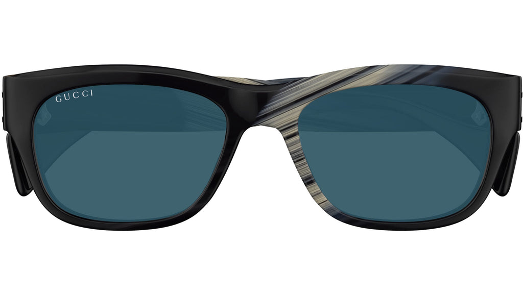Occhiali da sole GUCCI GG1706S Shiny black beige and blue maxi horn