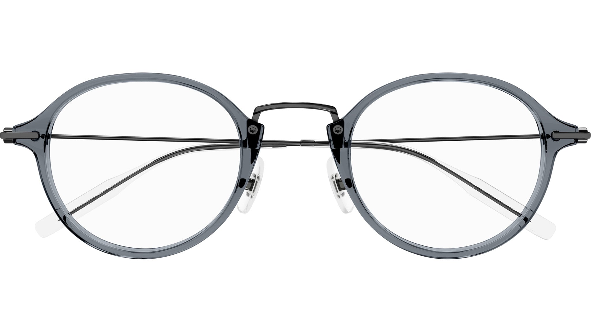 Occhiali da vista MONTBLANC MB0297O Shiny transparent grey shiny dark ruthenium metal
