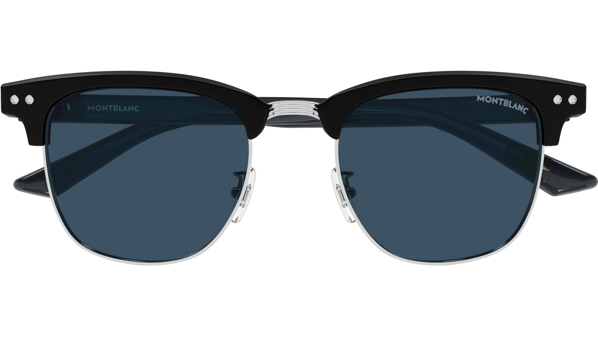 Occhiali da sole MONTBLANC MB0382S Matte black eye-brow, shiny light ruthenium metal front