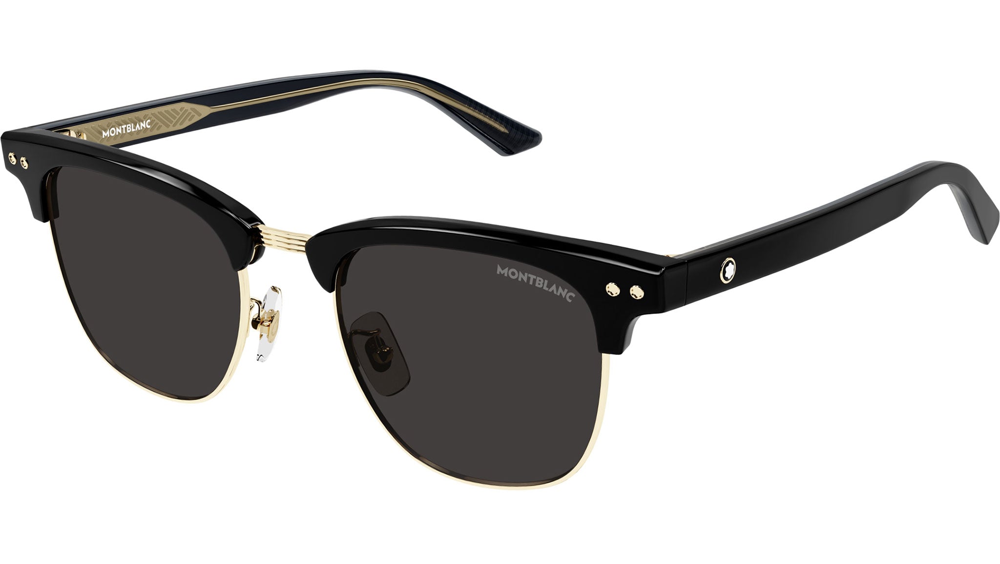 Occhiali da sole MONTBLANC MB0382S Shiny solid black eye-brow, shiny light gold metal front
