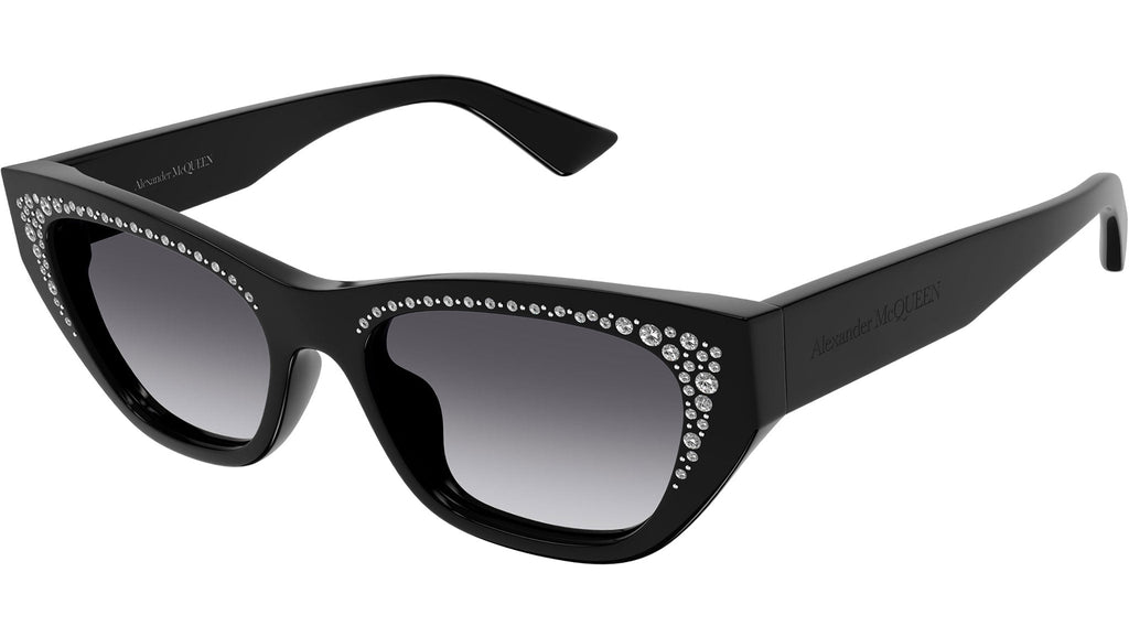 Occhiali da sole ALEXANDER MCQUEEN AM0465S Shiny black + swarovsky on eyebrow