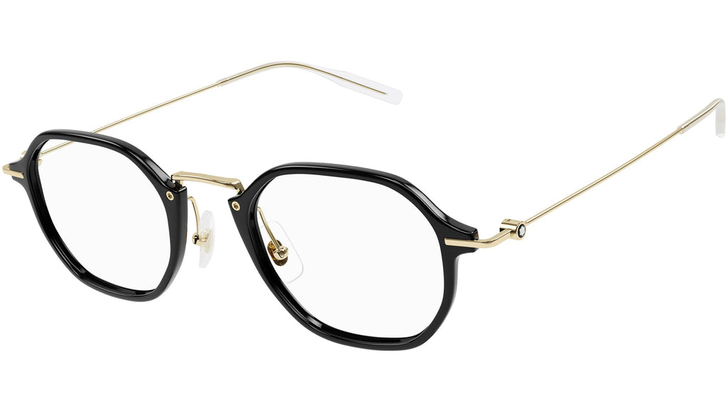 Occhiali da vista MONTBLANC MB0296O Shiny solid black shiny light gold metal
