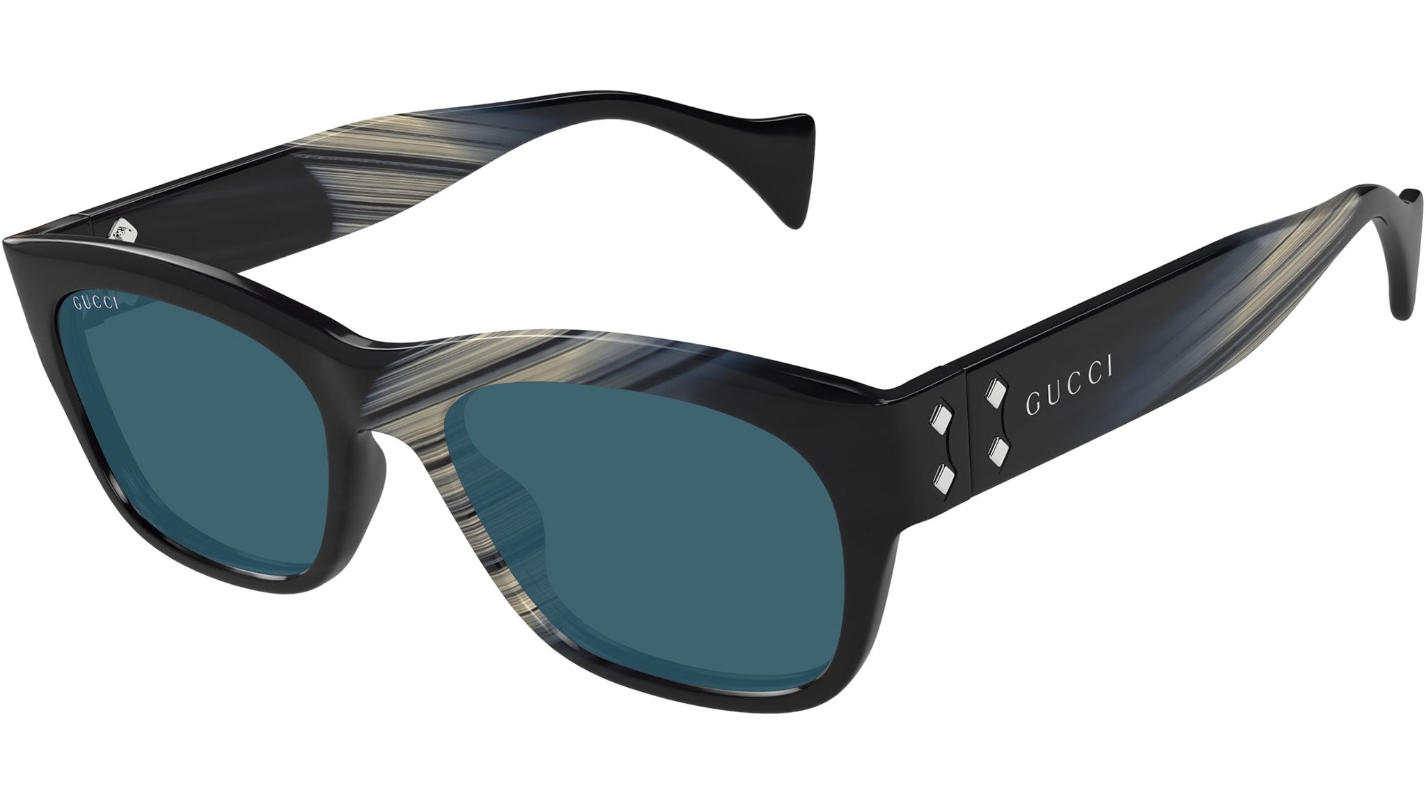 Occhiali da sole GUCCI GG1706S Shiny black beige and blue maxi horn