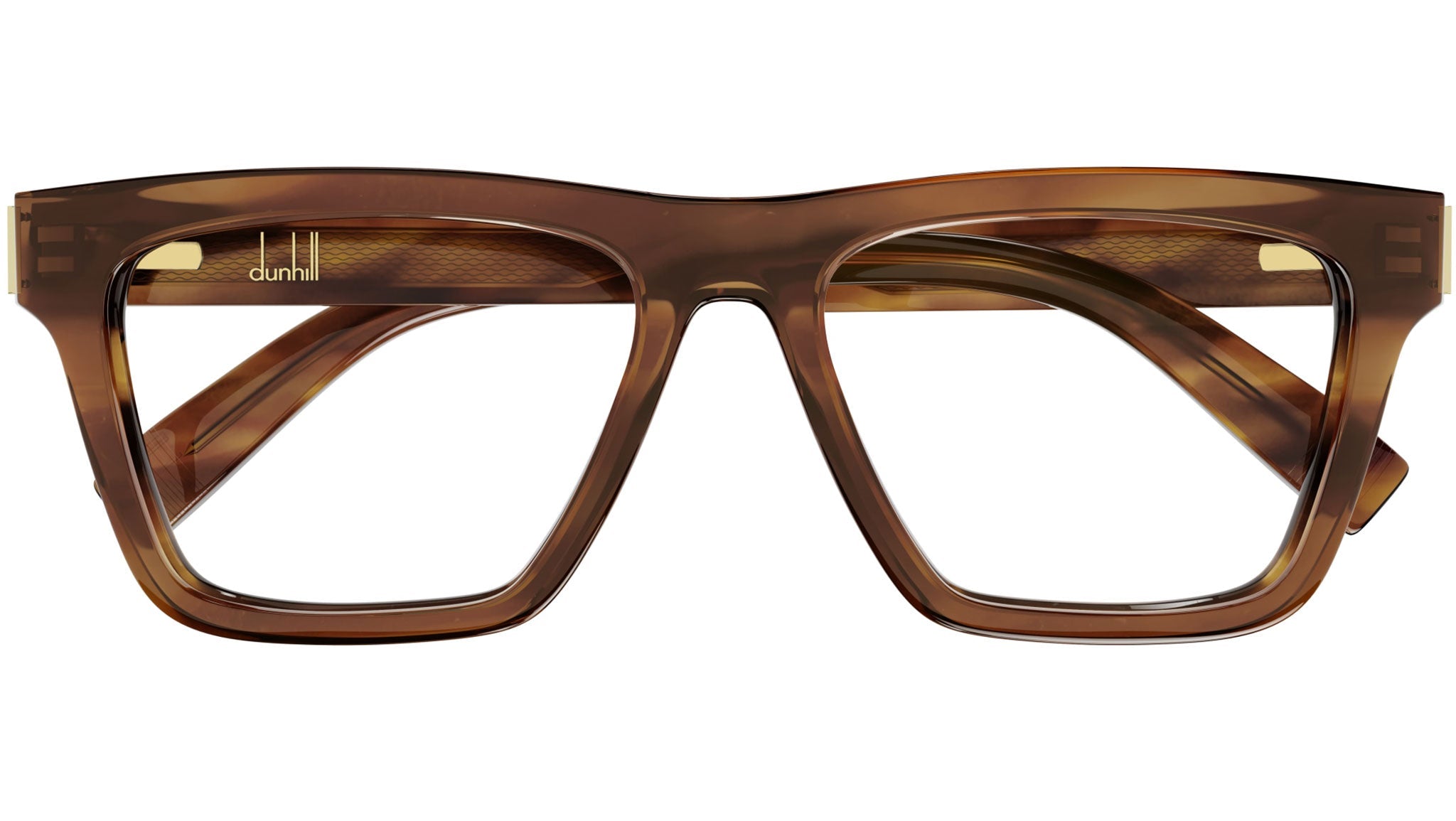 Occhiali da vista DUNHILL DU0080O Shiny transparent yellow flamed light brown havana bilayer