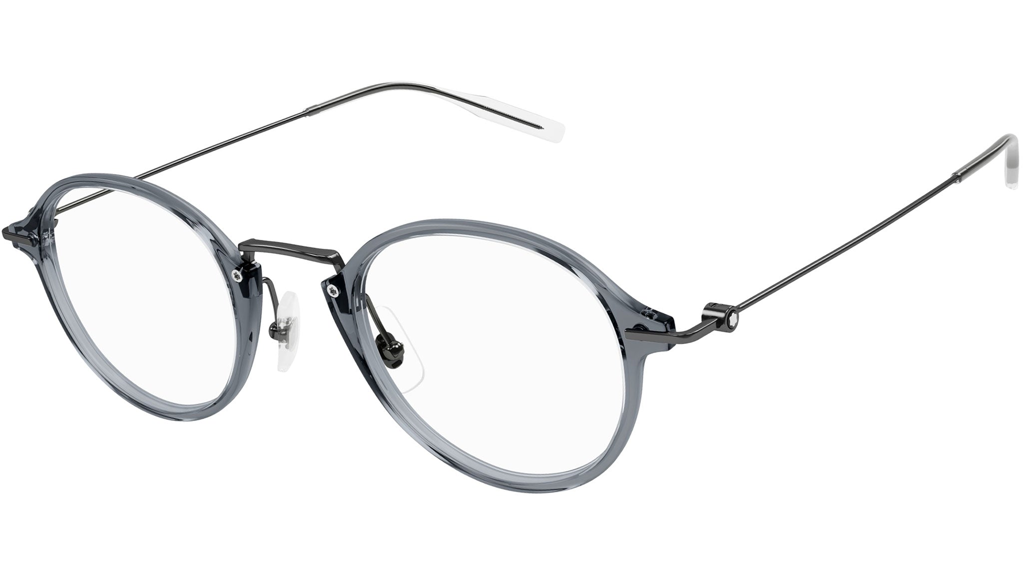 Occhiali da vista MONTBLANC MB0297O Shiny transparent grey shiny dark ruthenium metal