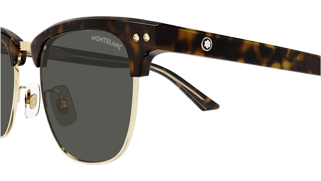 Occhiali da sole MONTBLANC MB0382S Shiny dark havana eye-brow, shiny light gold metal front