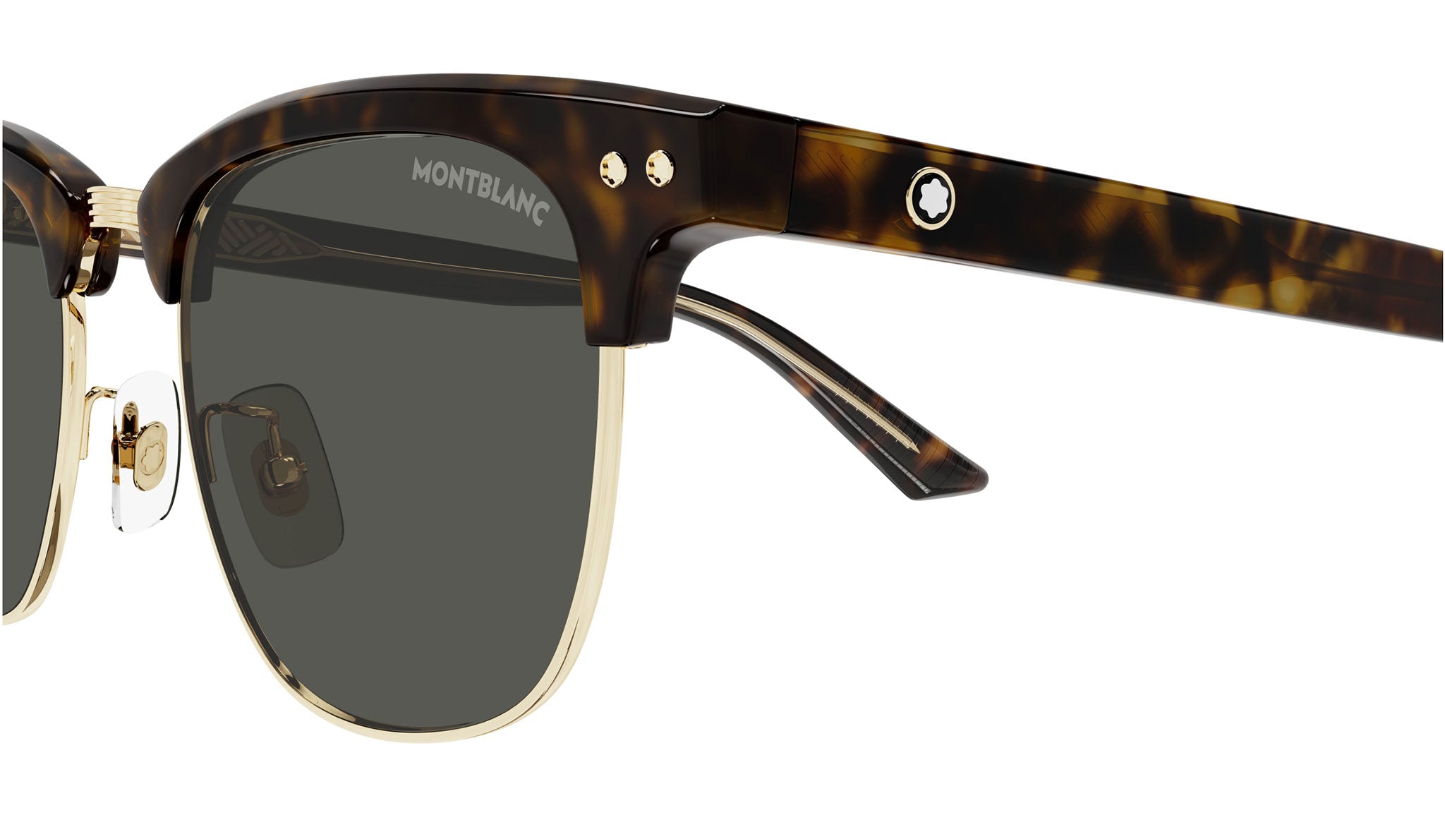 Occhiali da sole MONTBLANC MB0382S Shiny dark havana eye-brow, shiny light gold metal front