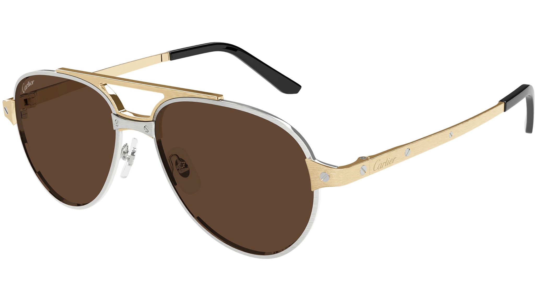 Occhiali da sole CARTIER CT0476S Brushed platinum finish and brushed