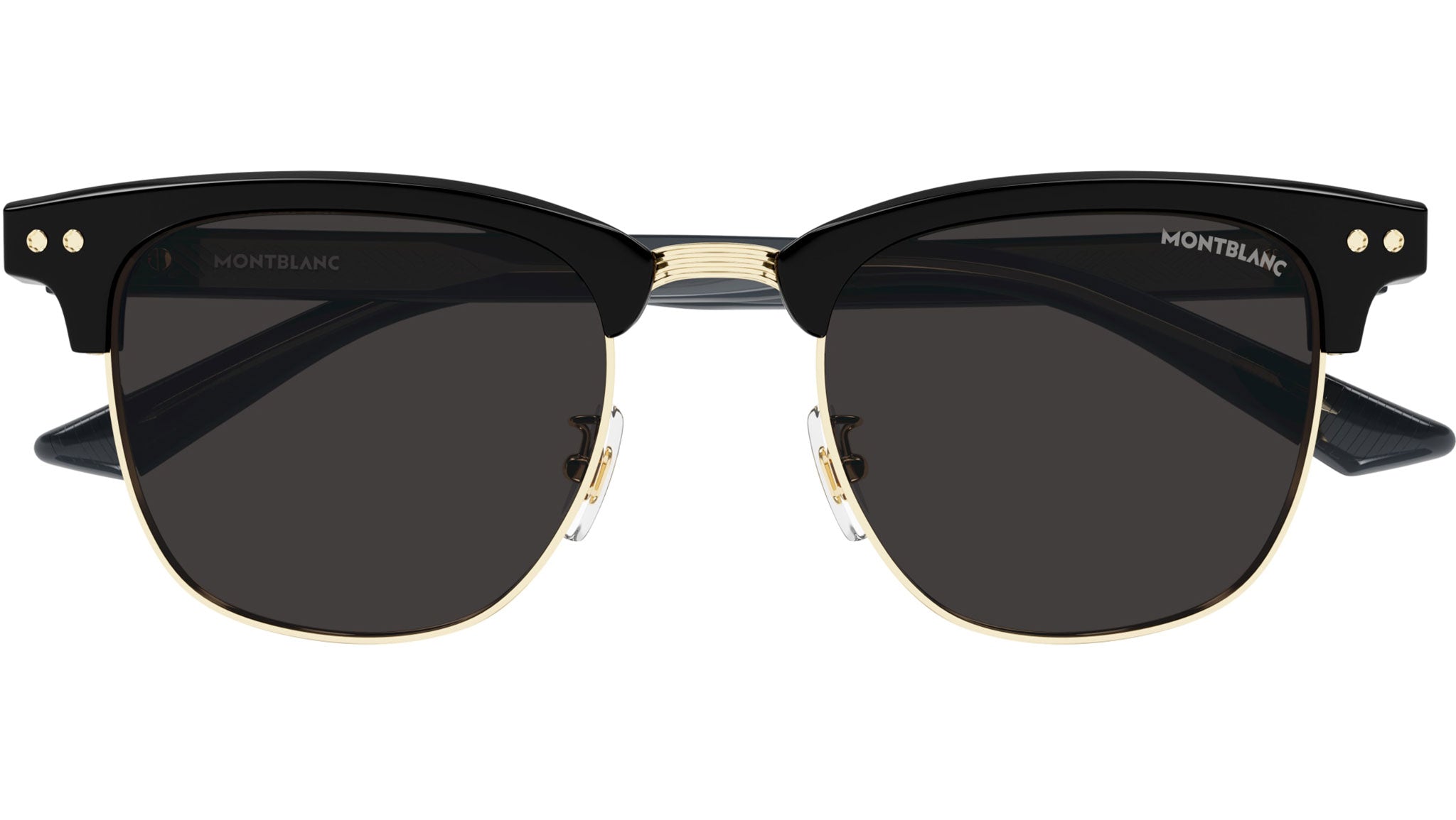Occhiali da sole MONTBLANC MB0382S Shiny solid black eye-brow, shiny light gold metal front