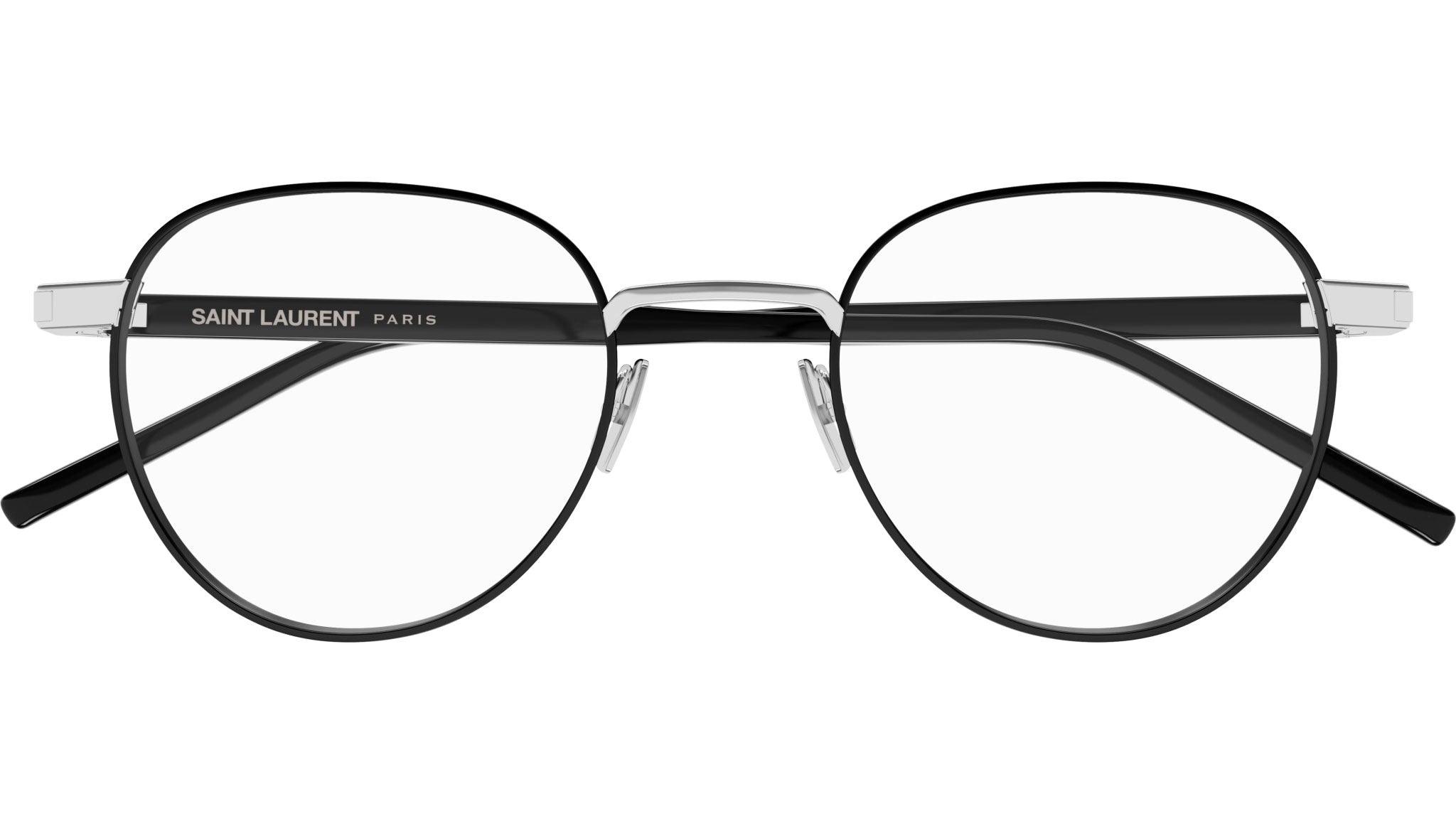 Occhiali da vista SAINT LAURENT SL781 Shiny silver semimatte solid varnished black
