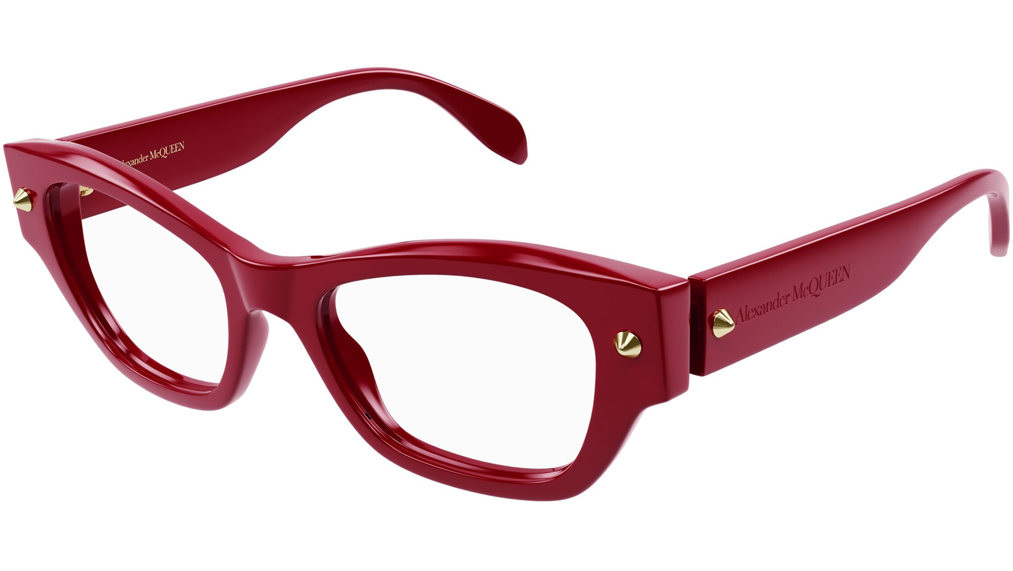 Occhiali da vista ALEXANDER MCQUEEN AM0429O Shiny solid cherry red with light gold studs