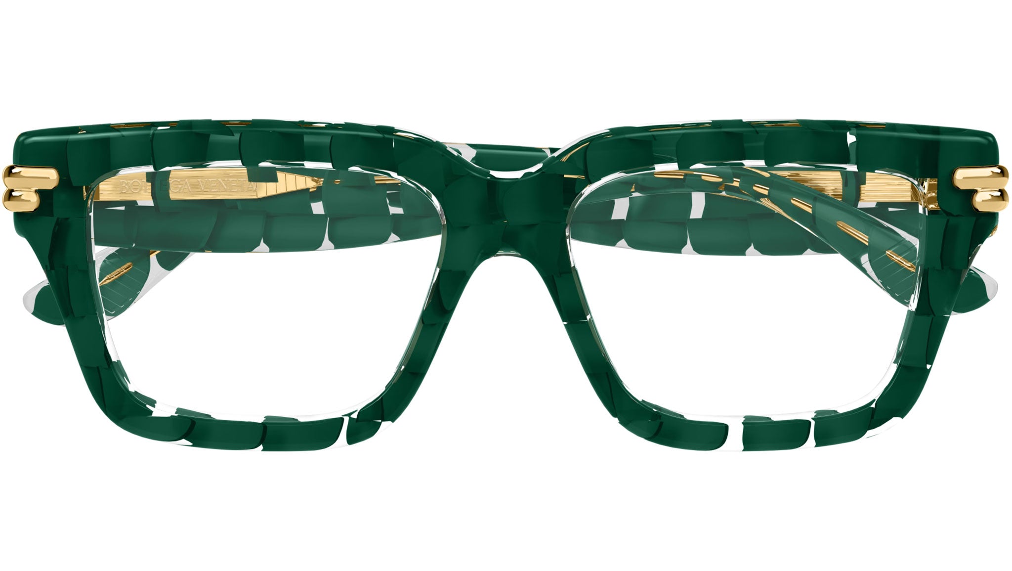 Occhiali da vista BOTTEGA VENETA BV1324O Solid dark green + crystal "intreccio" pattern