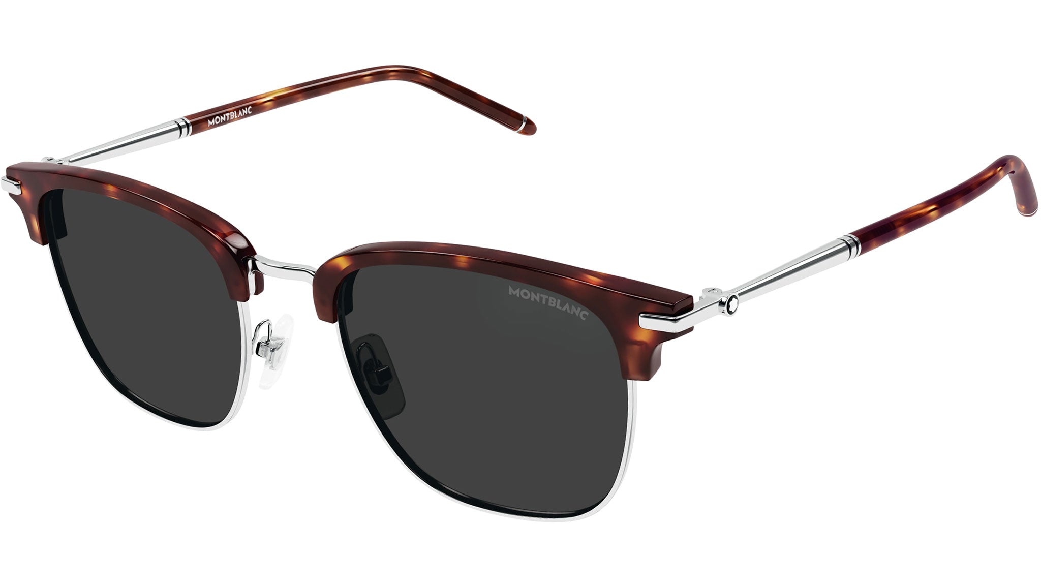 Occhiali da sole MONTBLANC MB0242S Shiny red havana acetate eye-brows and shiny silver metal front