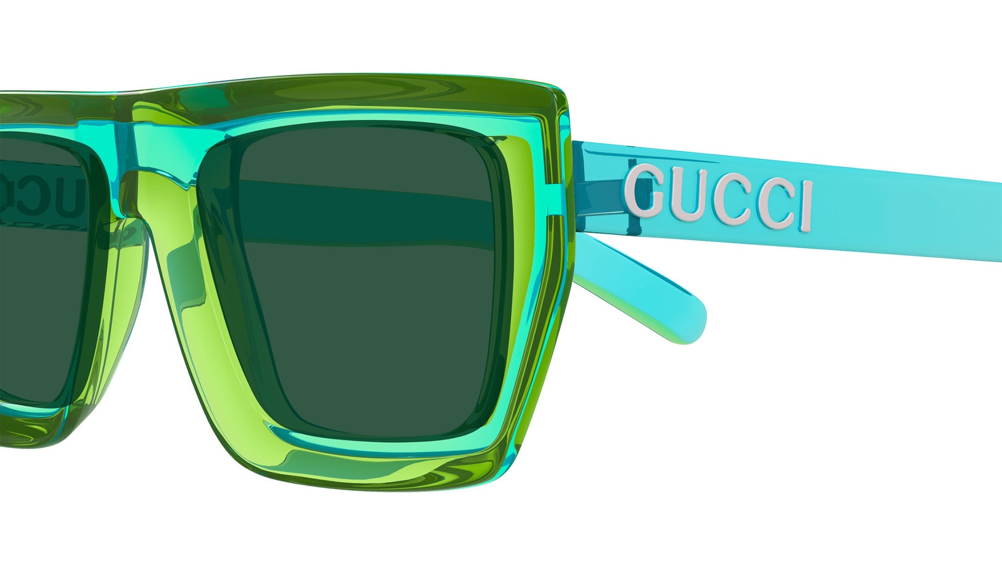 Occhiali da sole GUCCI GG1723S Front: shiny transparent green - front edge allover: lime yellow