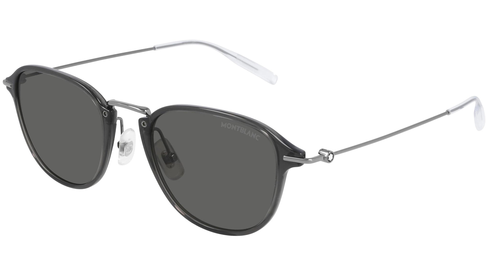 Occhiali da sole MONTBLANC MB0155S Shiny transparent dark grey and shiny dark ruthenium