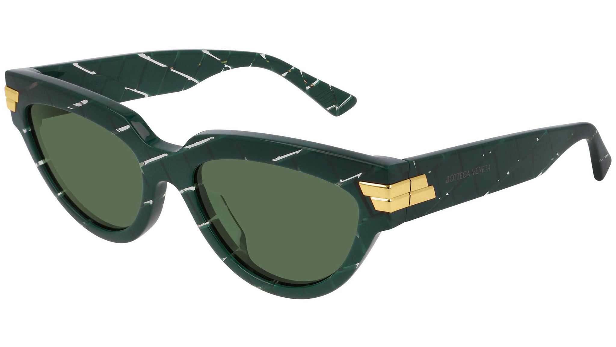 Occhiali da sole BOTTEGA VENETA BV1035S Shiny "intreccio" pattern solid green crystal