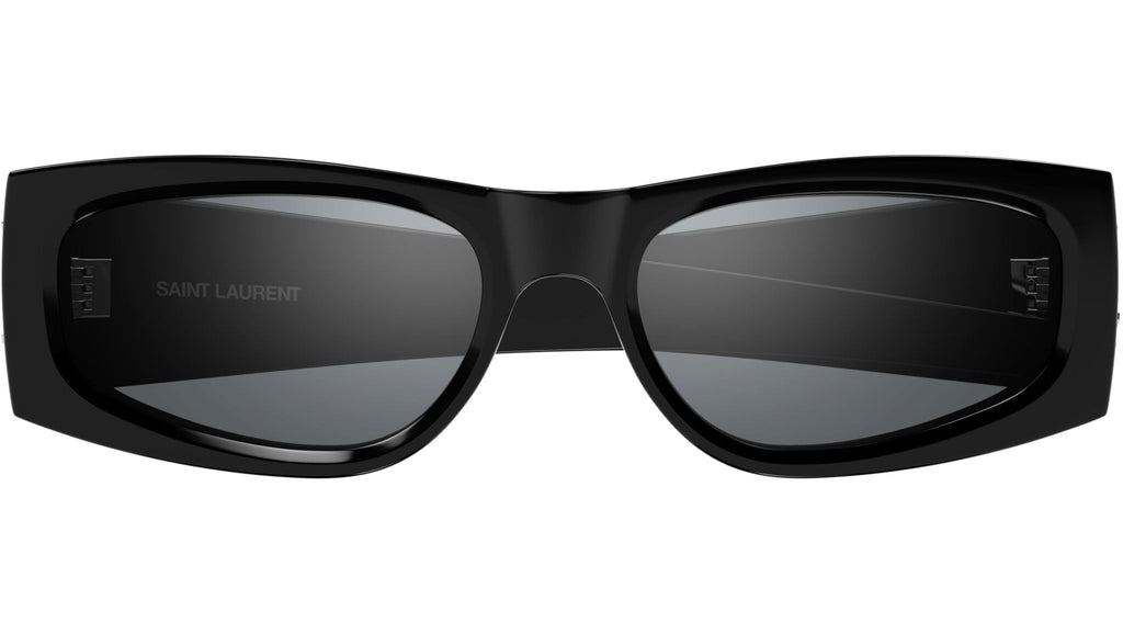 Occhiali da sole SAINT LAURENT SLM140 Shiny solid black shiny silver ysl logo