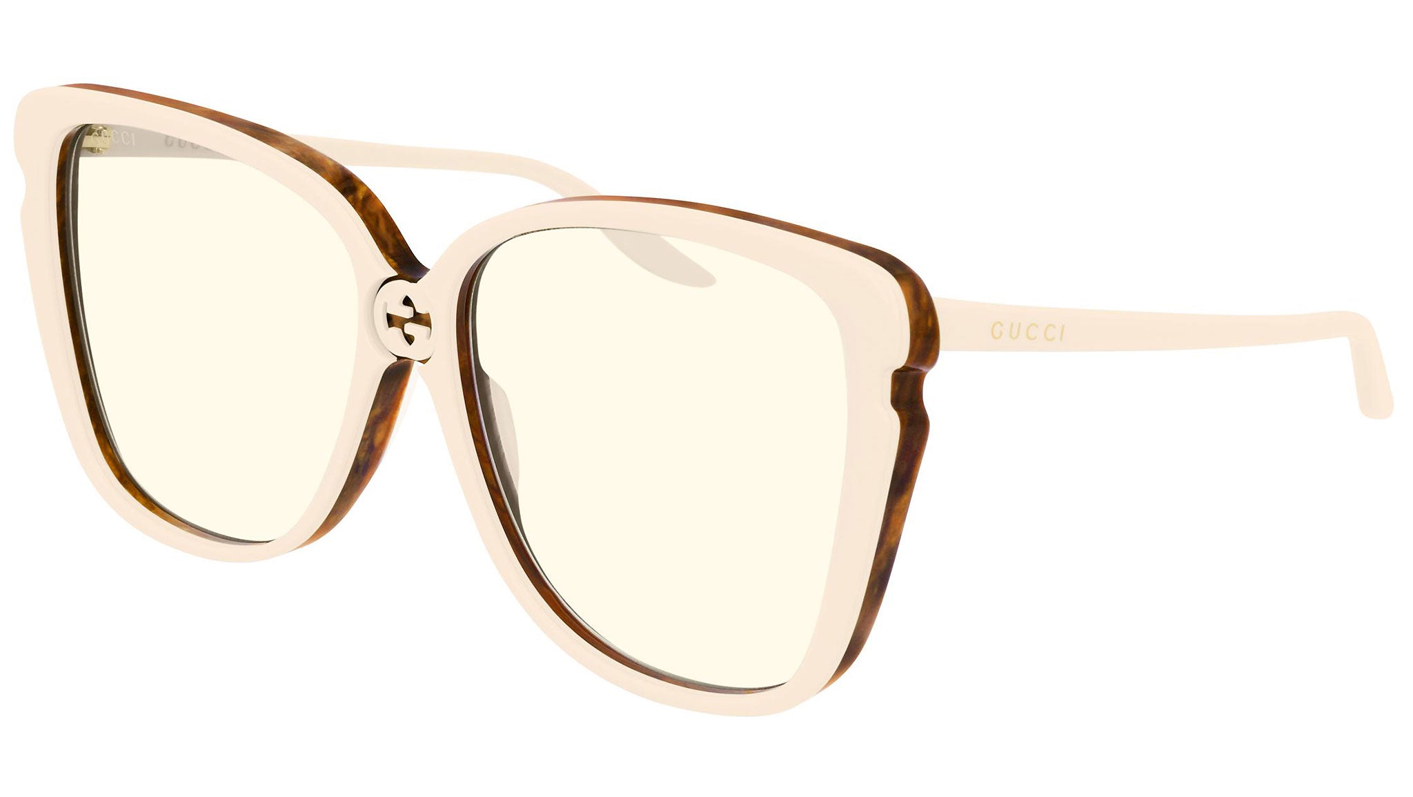 Occhiali da sole GUCCI GG0709S Shiny bilayer vintage ivory and brown radica