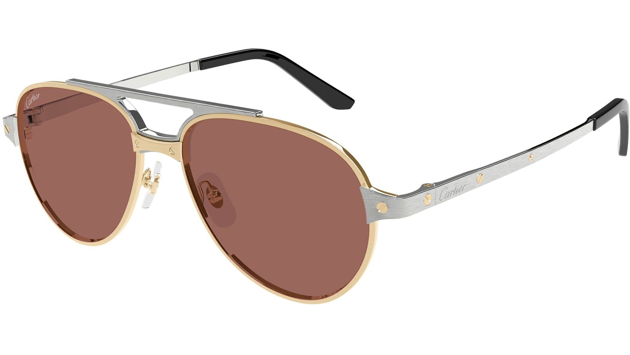 Occhiali da sole CARTIER CT0476S Brushed golden finish and brushed platinum finish