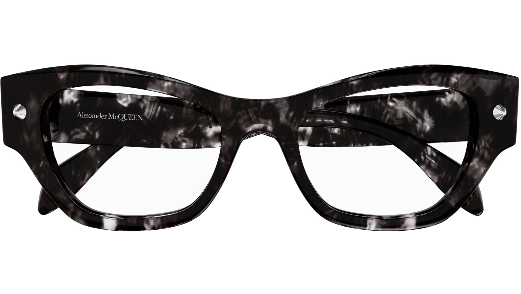Occhiali da vista ALEXANDER MCQUEEN AM0429O Shiny grey havana with silver studs