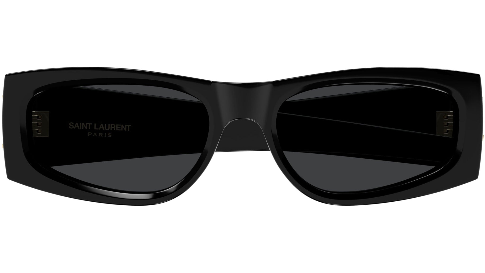 Occhiali da sole SAINT LAURENT SLM140 Shiny solid black shiny light gold ysl logo