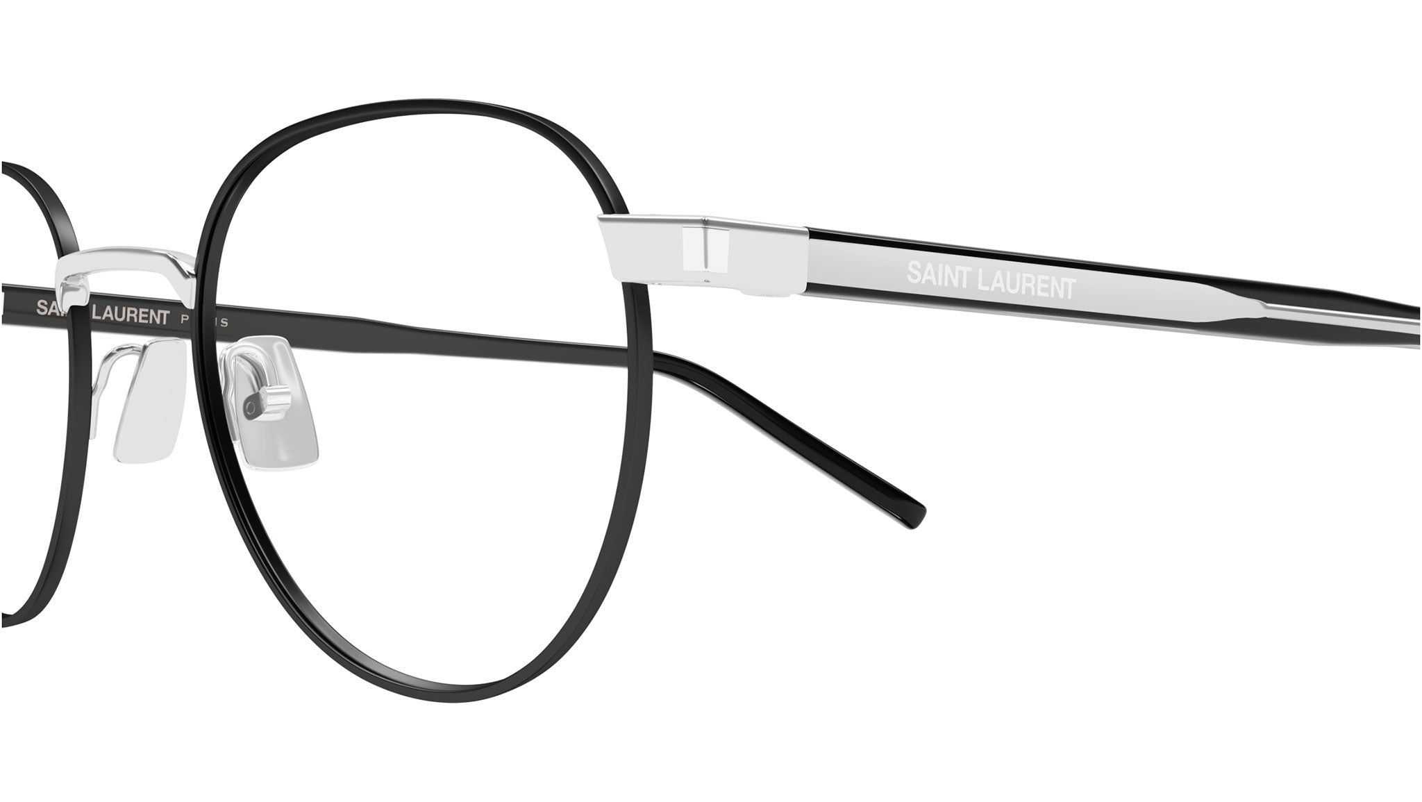 Occhiali da vista SAINT LAURENT SL781 Shiny silver semimatte solid varnished black