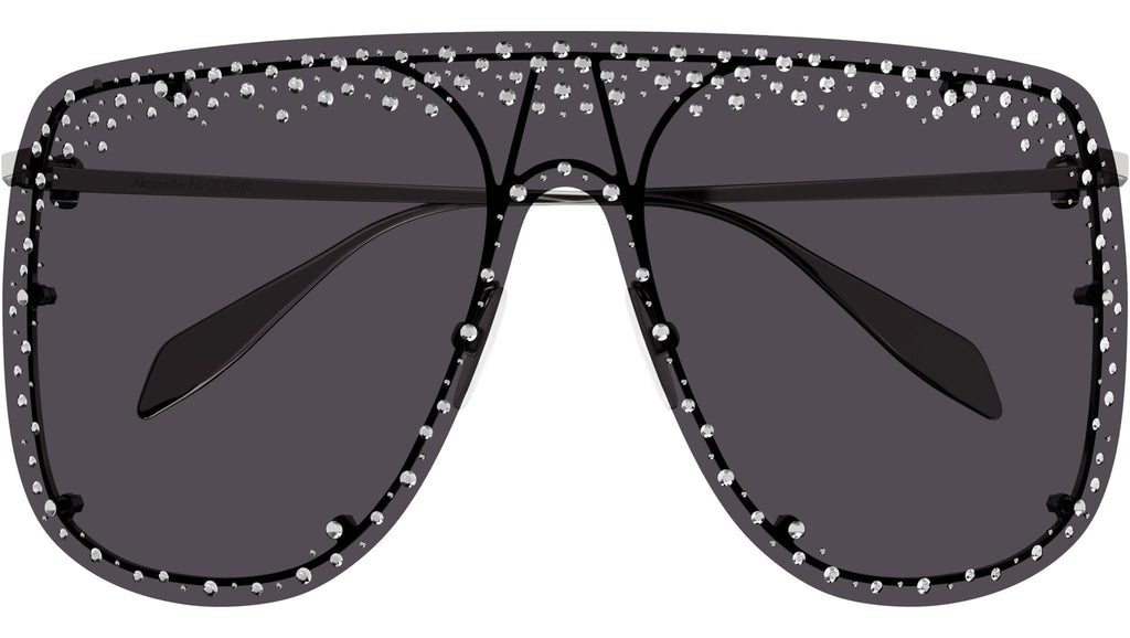 Occhiali da sole ALEXANDER MCQUEEN AM0313S Shiny silver with black diamond strass on mask