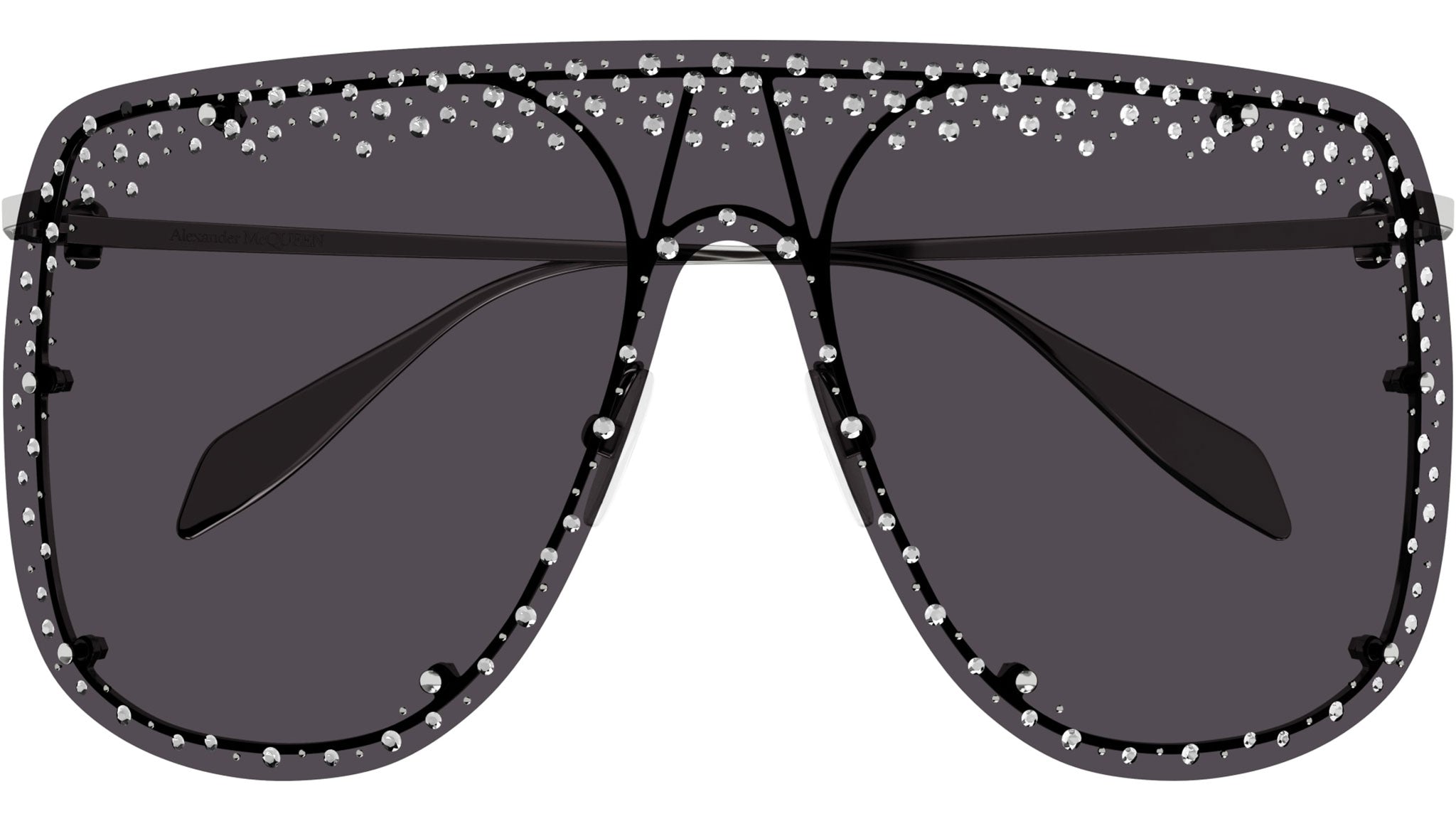 Occhiali da sole ALEXANDER MCQUEEN AM0313S Shiny silver with black diamond strass on mask