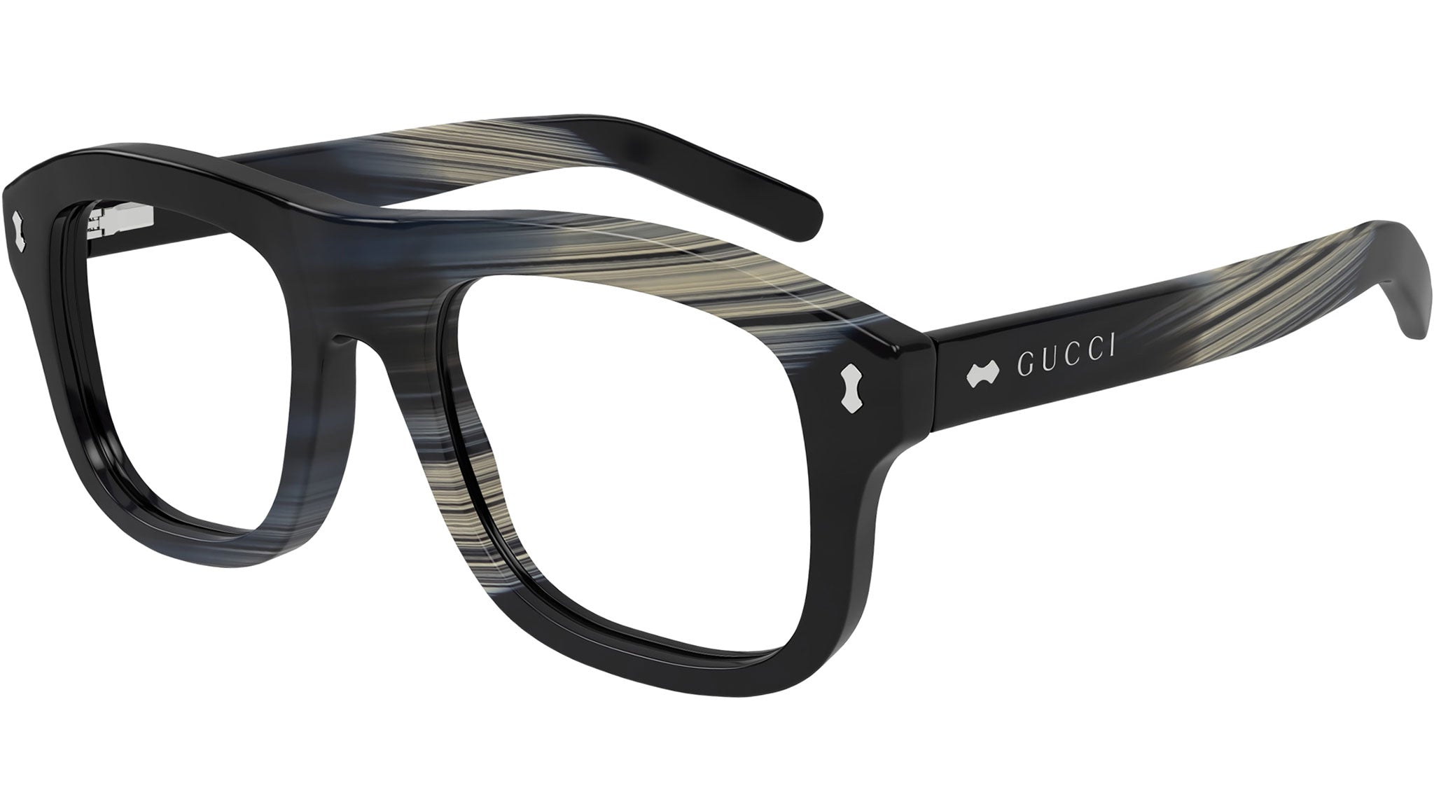 Occhiali da sole GUCCI GG1712S Shiny black beige and blue maxi horn