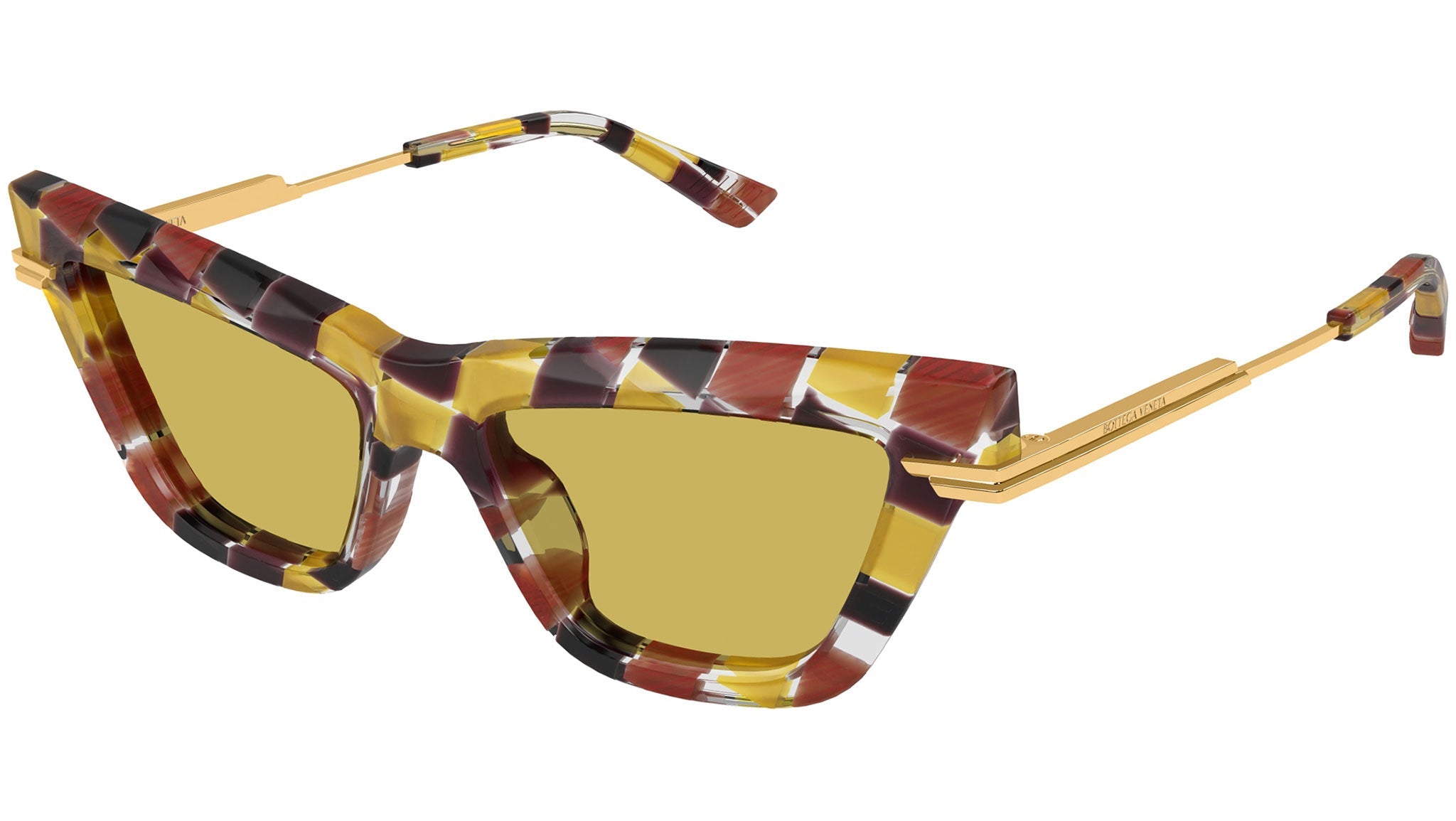 Occhiali da sole BOTTEGA VENETA BV1241S Shiny burgundy and ocher damier