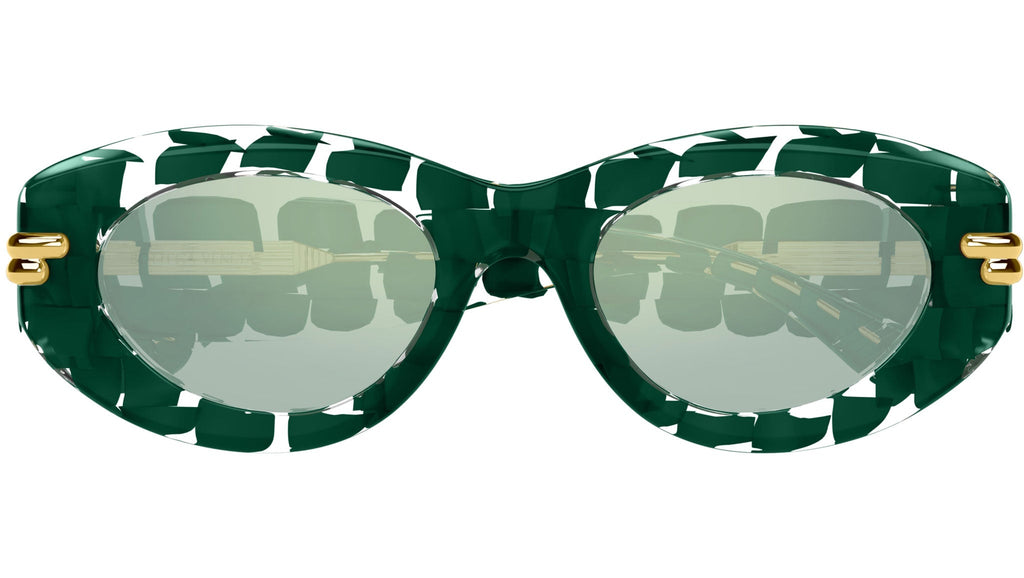Occhiali da sole BOTTEGA VENETA BV1322S Solid dark green + crystal "intreccio" pattern
