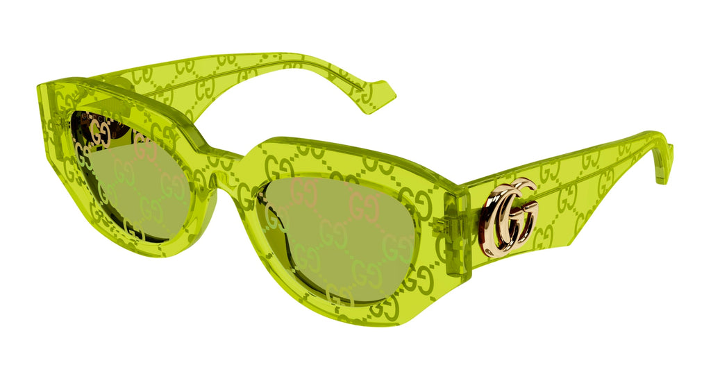 Occhiali da sole GUCCI GG1421S Shiny bilayer guccissima crystal transparent vivid green