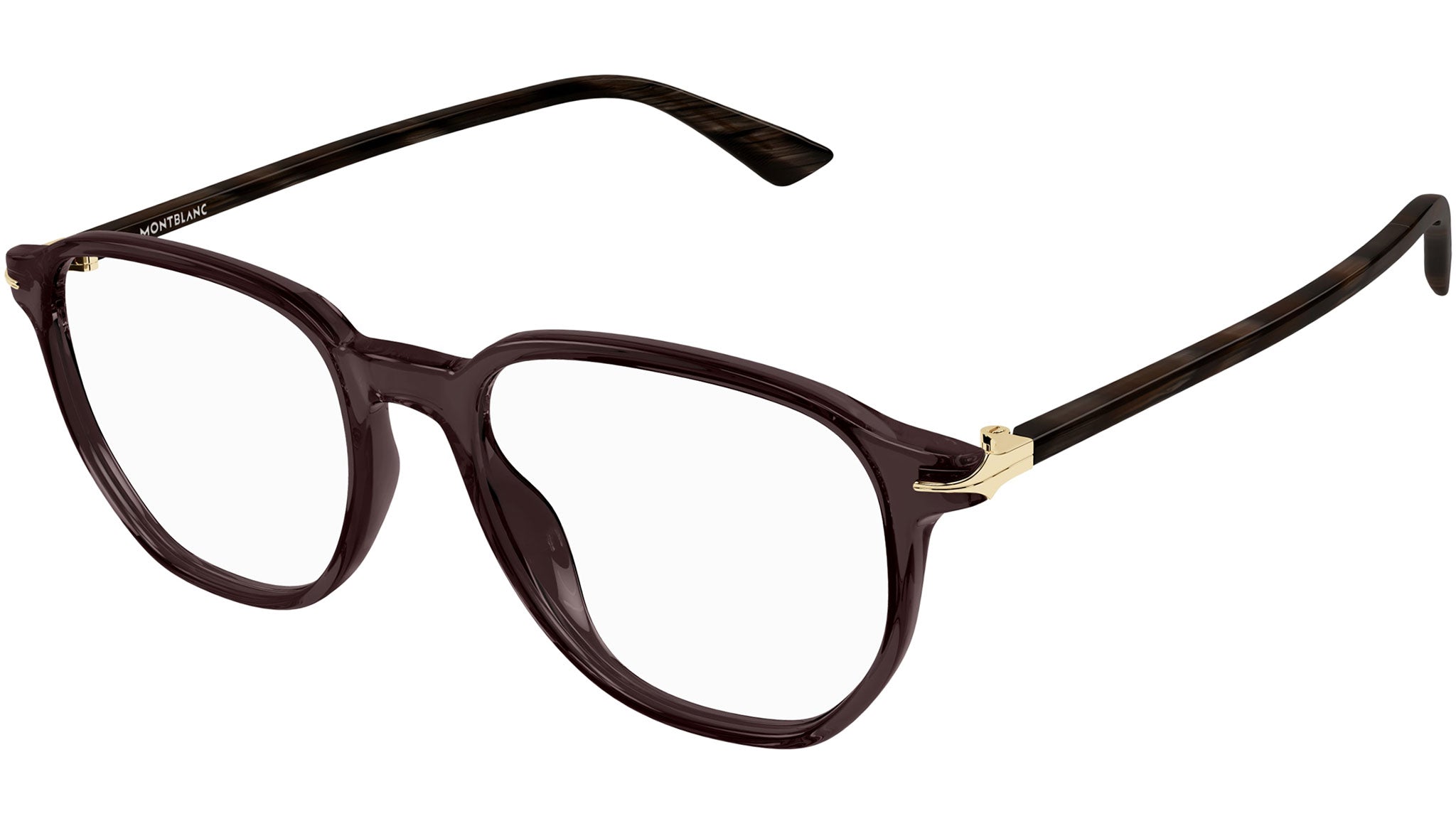 Occhiali da vista MONTBLANC MB0366O Shiny transparent taupe brown