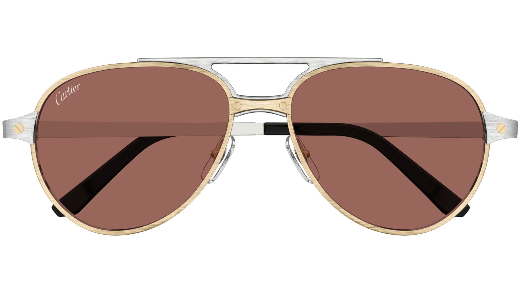 Occhiali da sole CARTIER CT0476S Brushed golden finish and brushed platinum finish