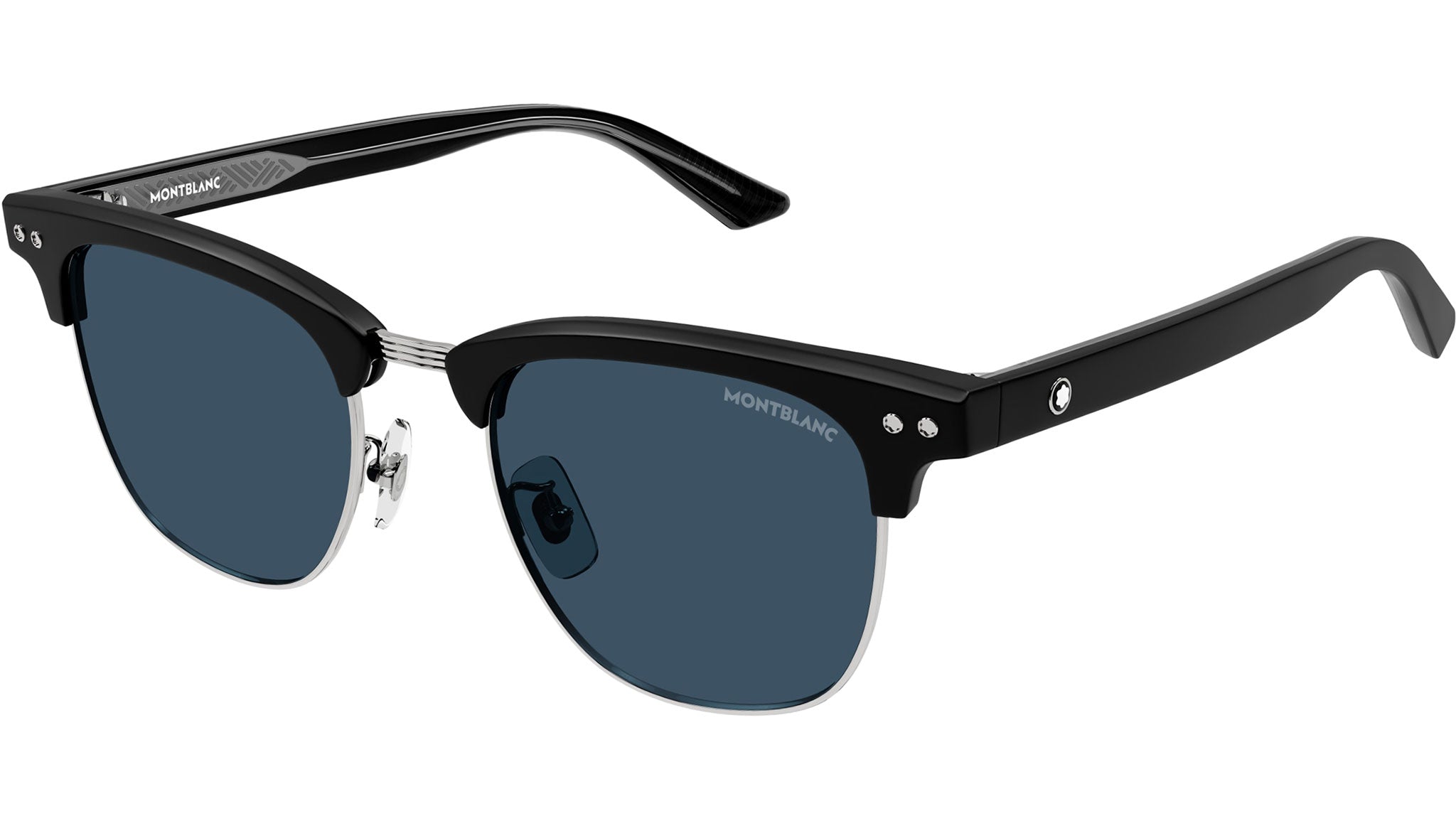 Occhiali da sole MONTBLANC MB0382S Matte black eye-brow, shiny light ruthenium metal front