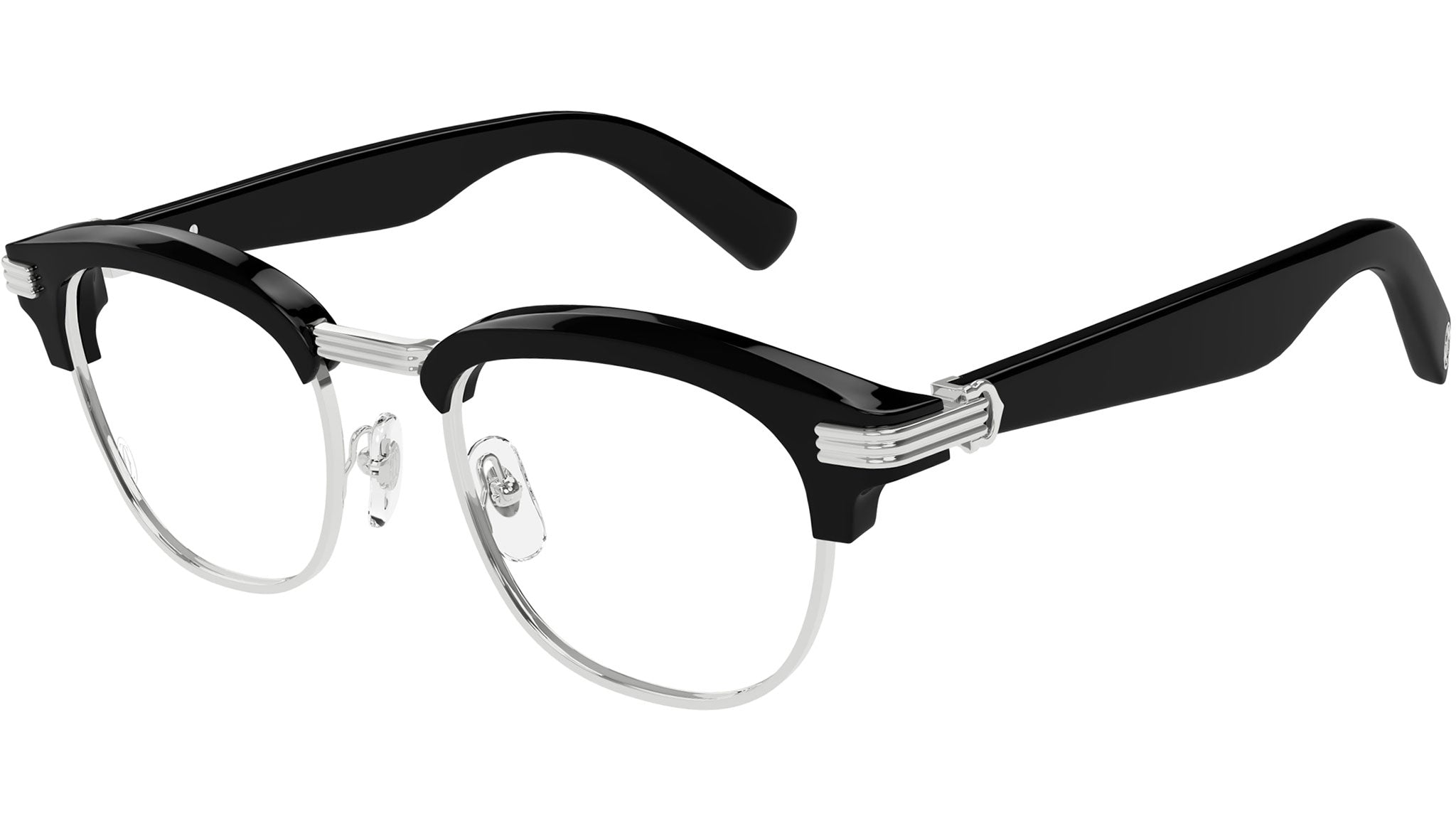 Occhiali da vista CARTIER CT0496O Black with smooth platinum finish metal front