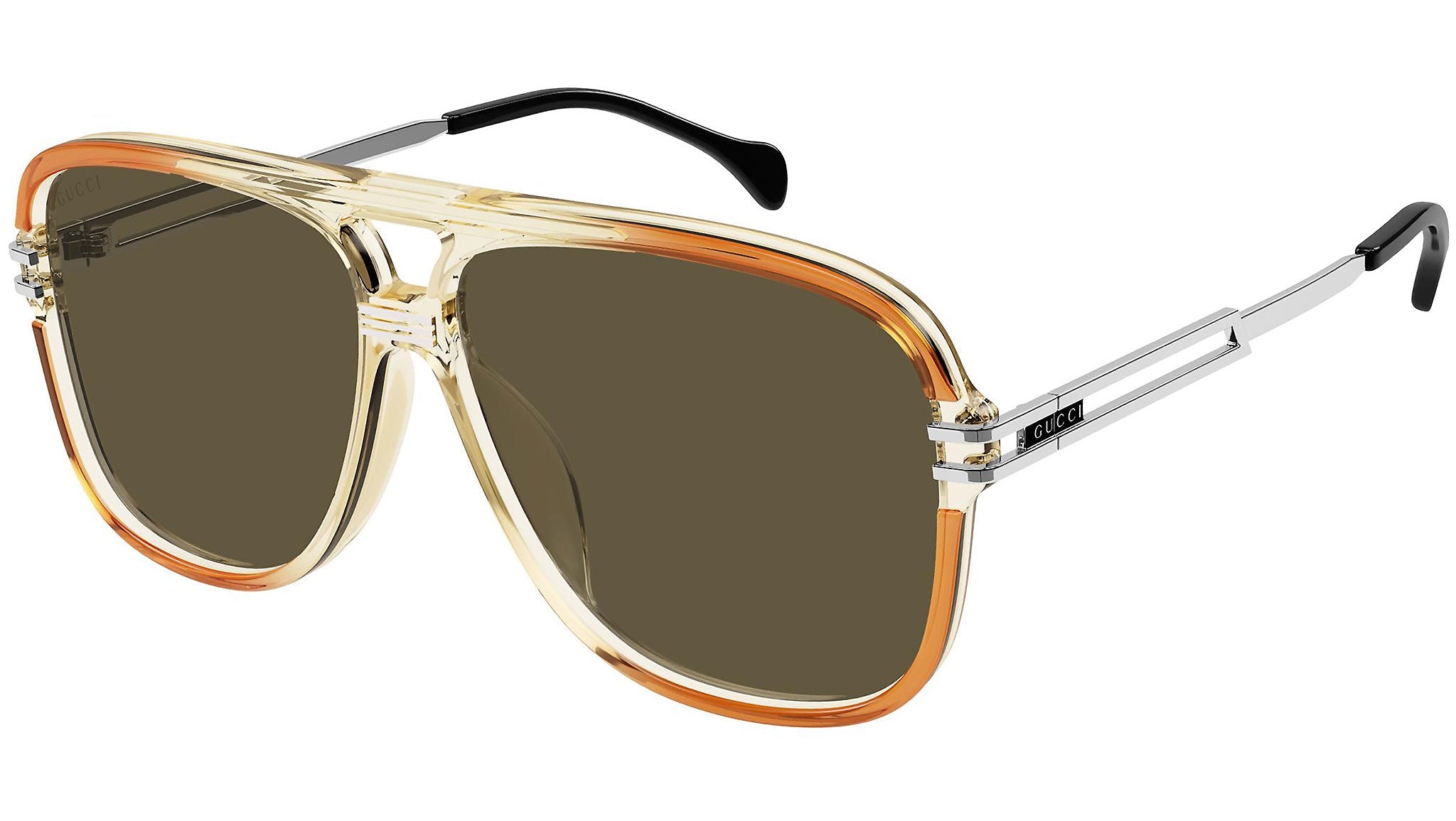 Occhiali da sole GUCCI GG1105S Shiny gradient transparent orange to light yellow + white pealed top