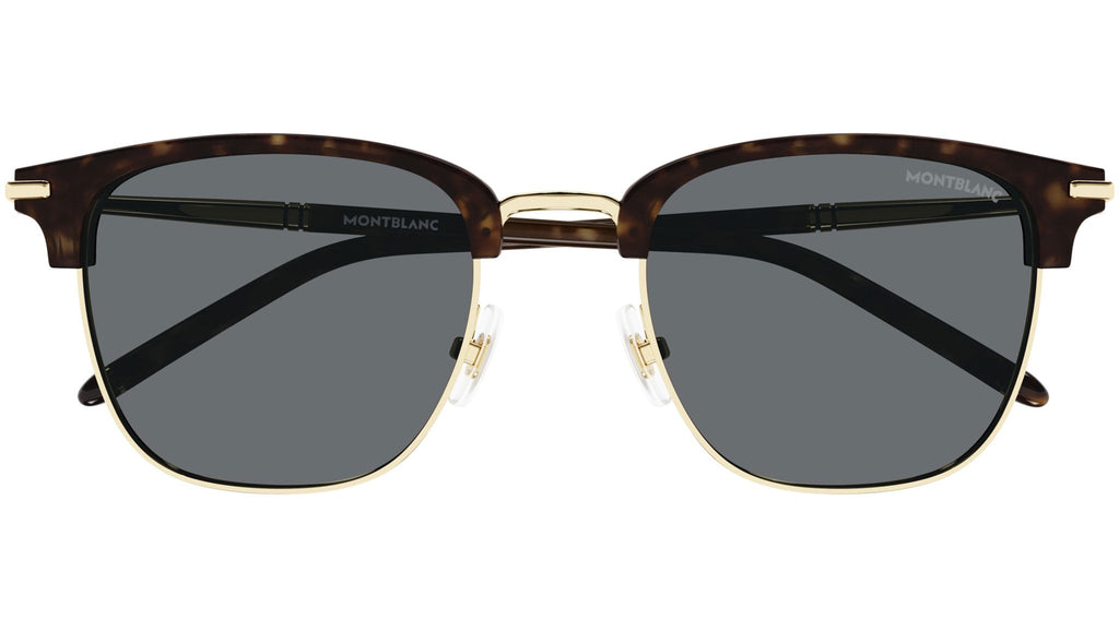 Occhiali da sole MONTBLANC MB0242S Shiny dark havana acetate eye-brows and shiny light gold metal front