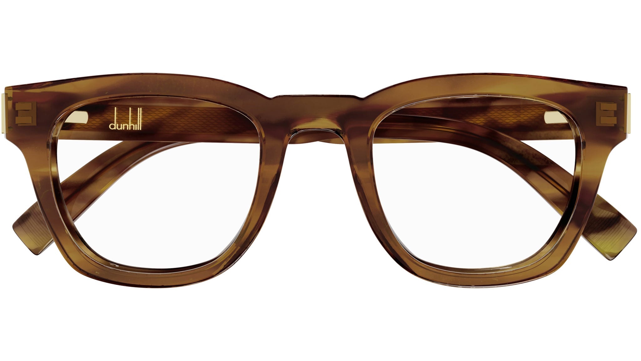 Occhiali da vista DUNHILL DU0081O Shiny transparent yellow flamed light brown havana bilayer