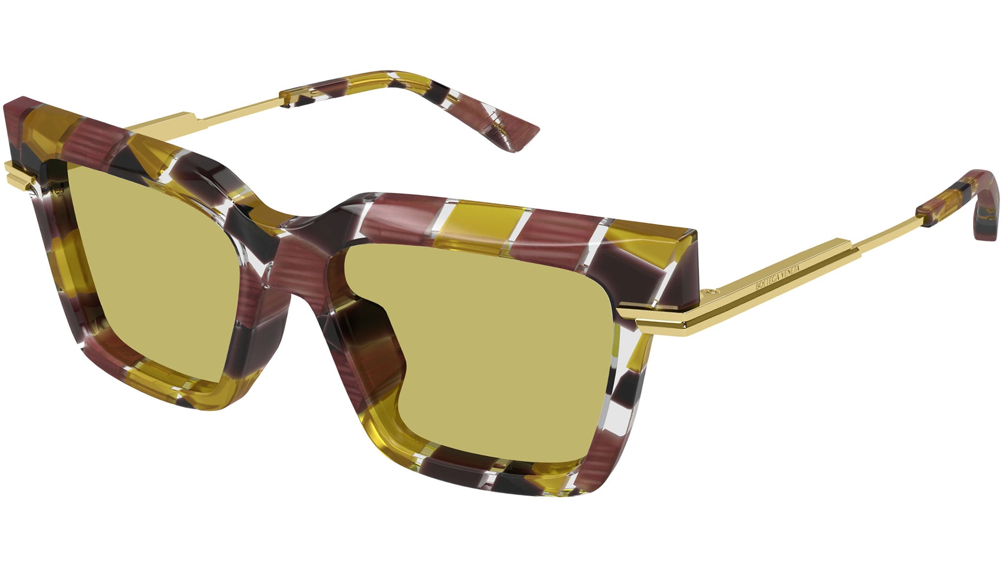 Occhiali da sole BOTTEGA VENETA BV1242S Shiny burgundy and ocher damier